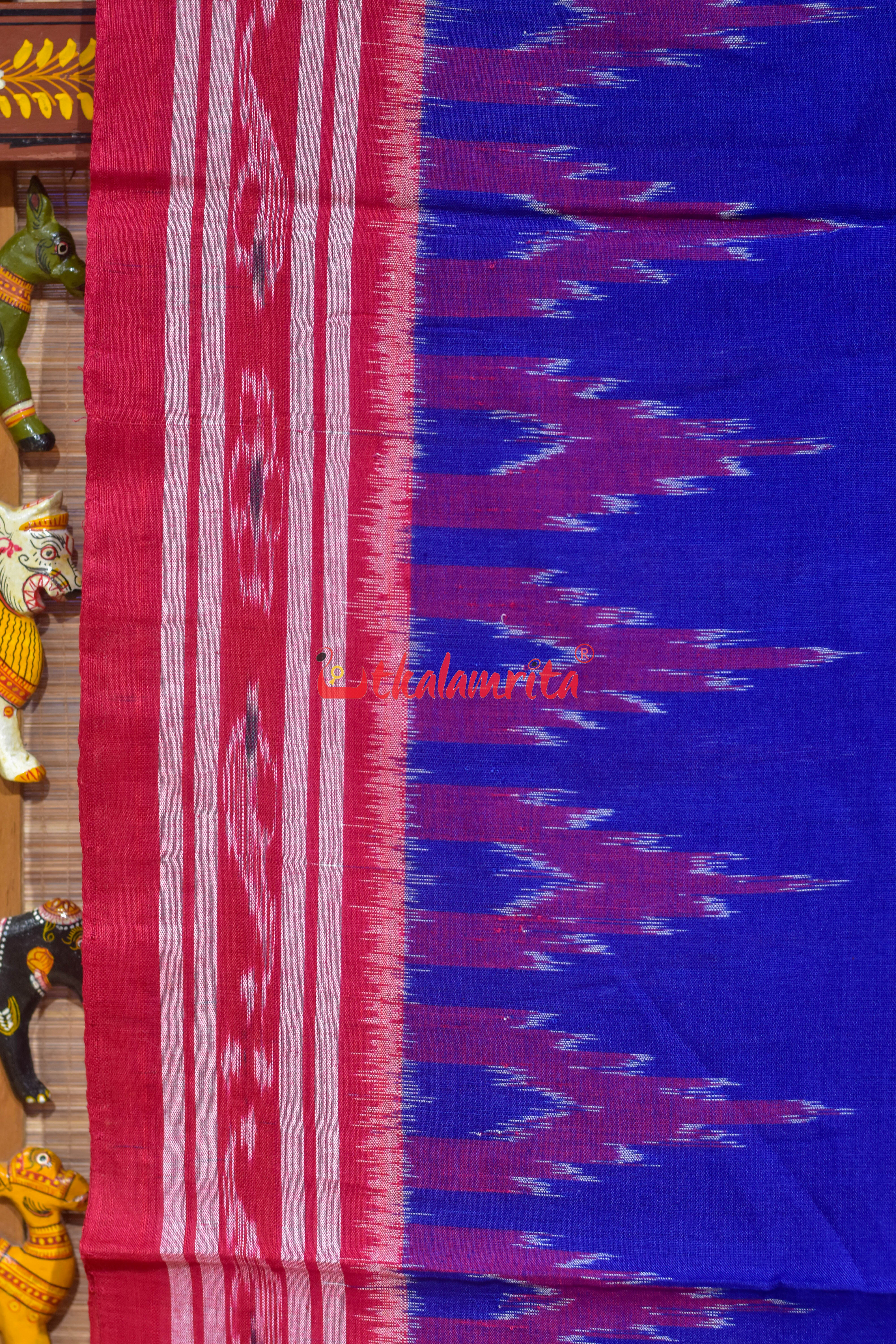 Blue Body Dots Khandua Cotton Saree