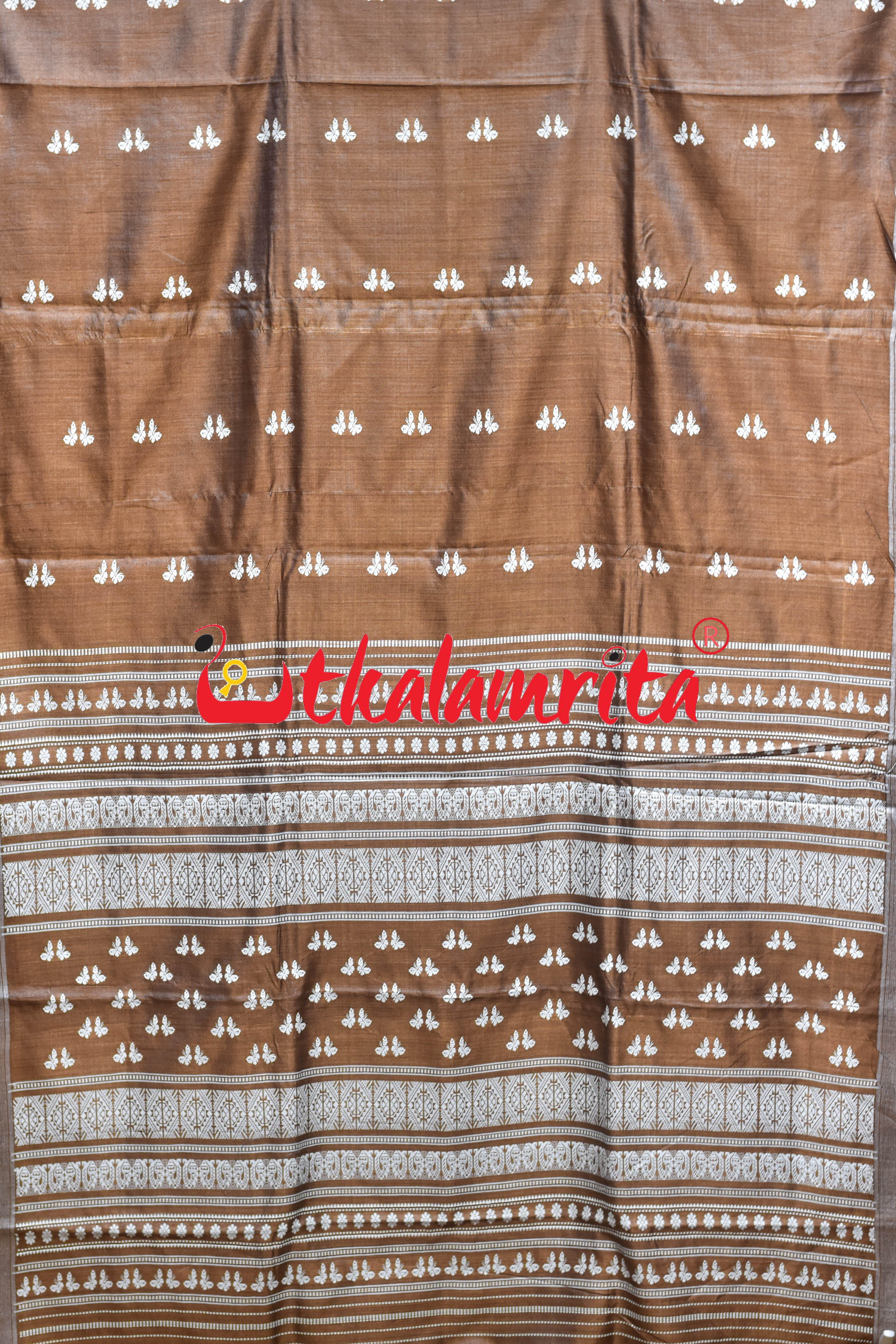 Rust Brown Body Butterfly Gopalpur Tussar Silk Saree