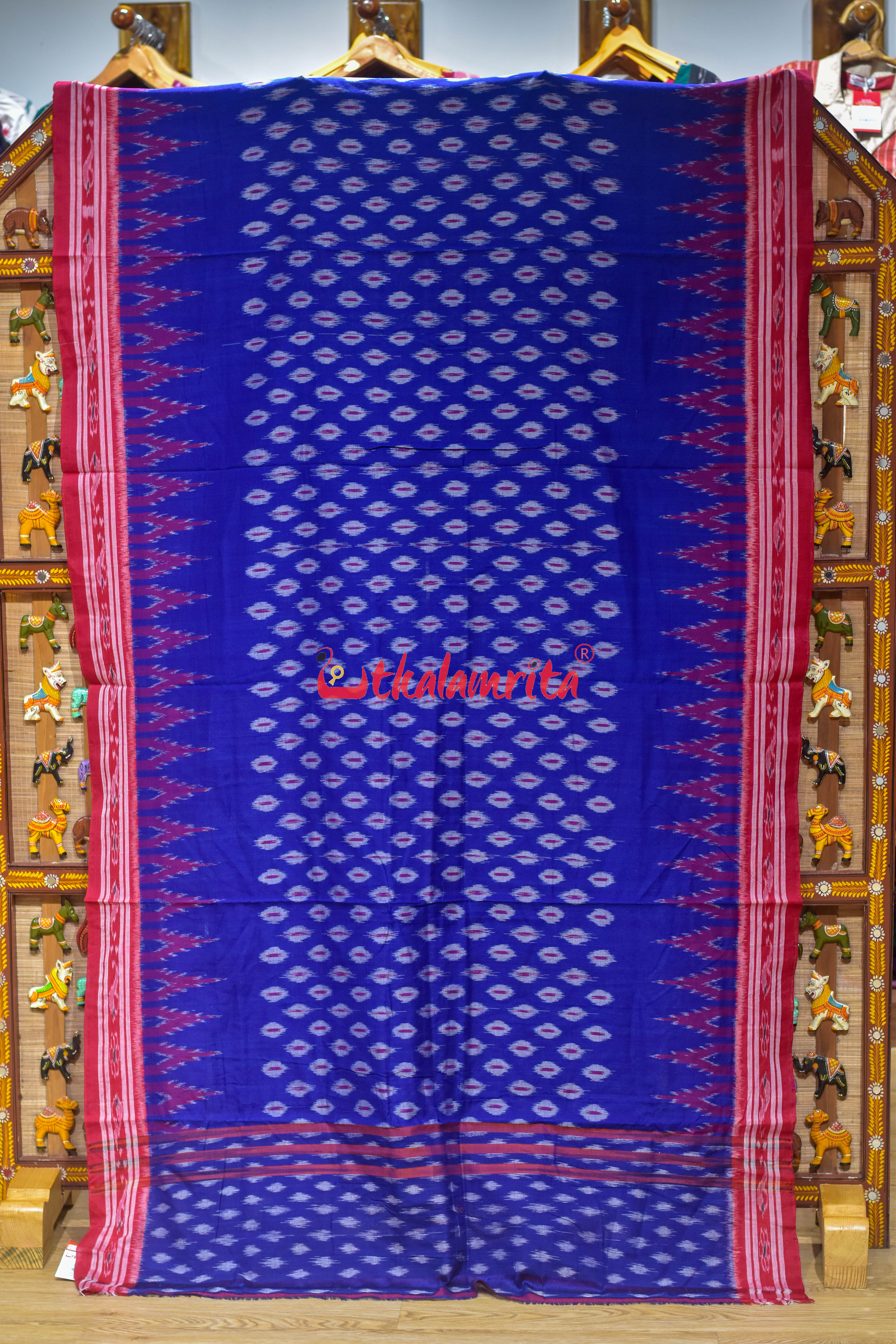 Blue Body Dots Khandua Cotton Saree
