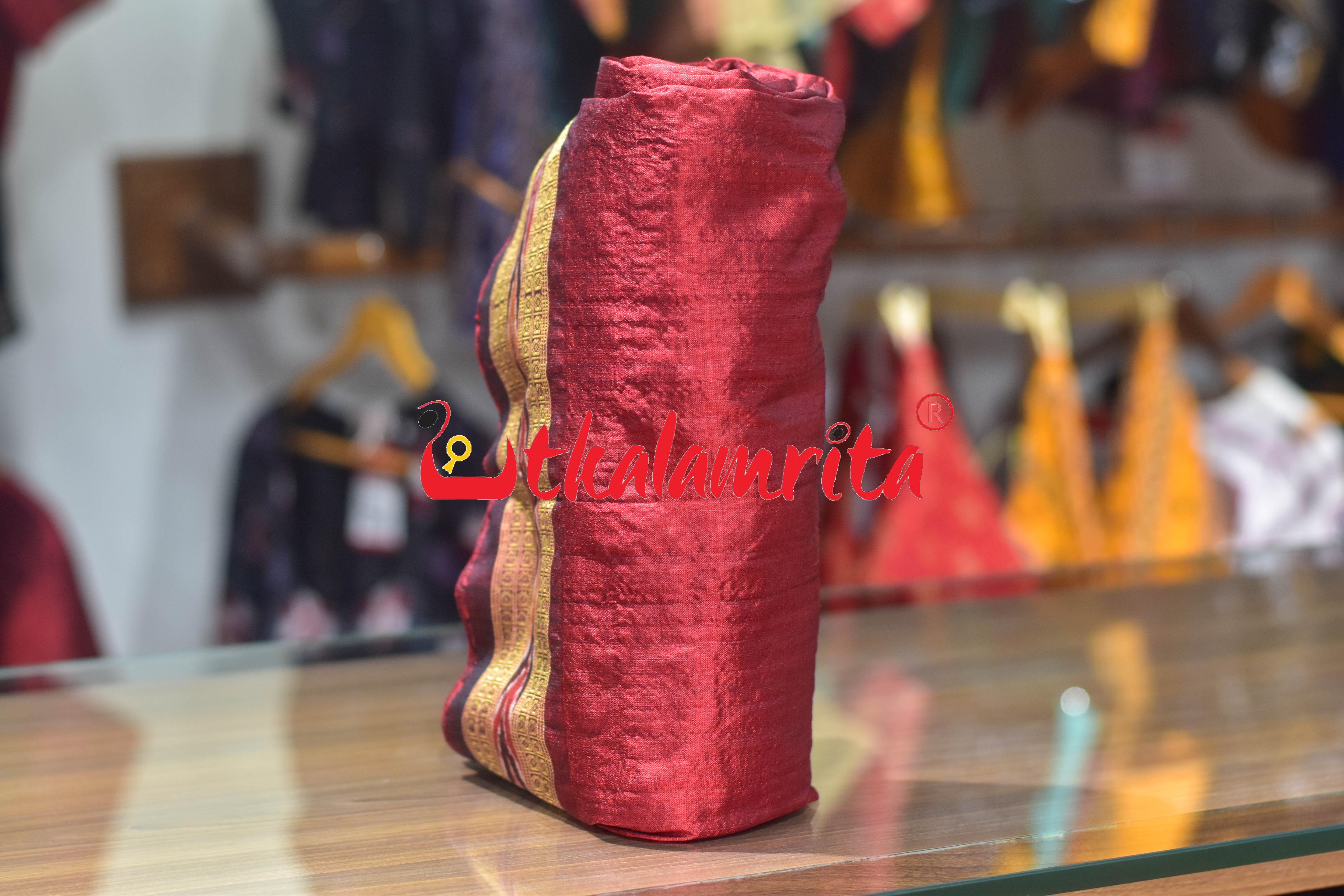 Maroon Arrows Bandha Silk (Fabric)