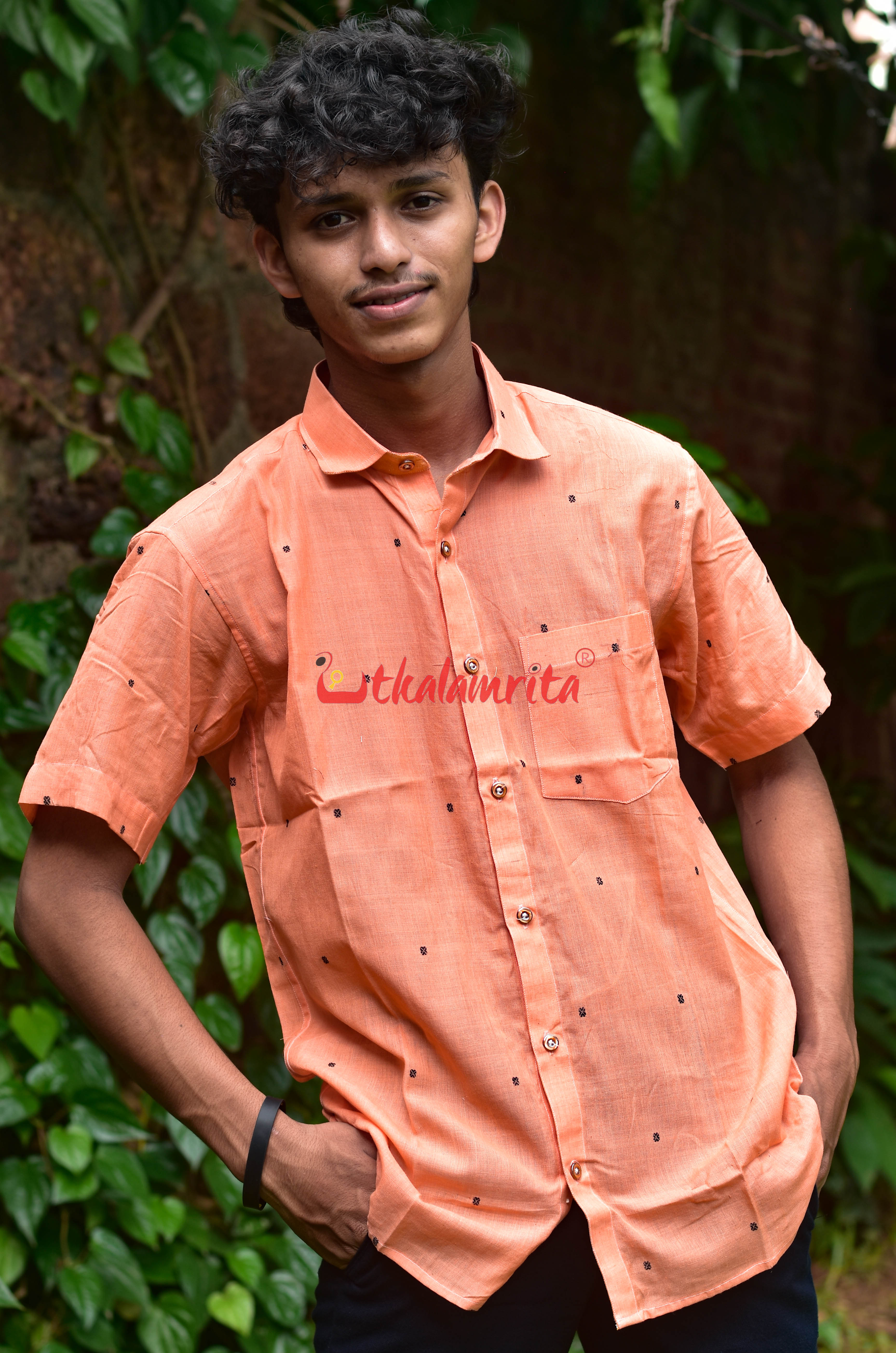 Orange Black Buti (Mens' Half Shirt)