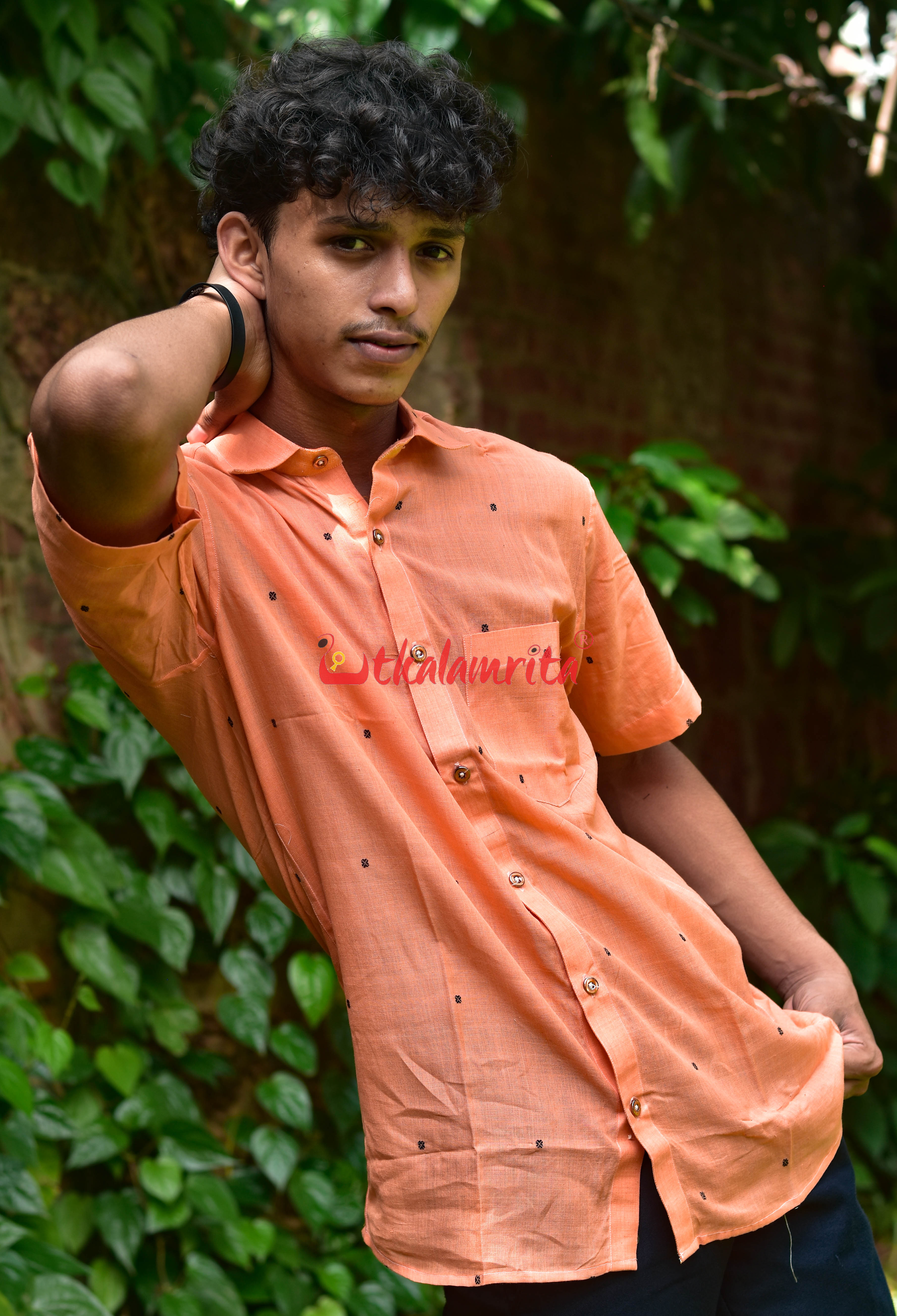 Orange Black Buti (Mens' Half Shirt)