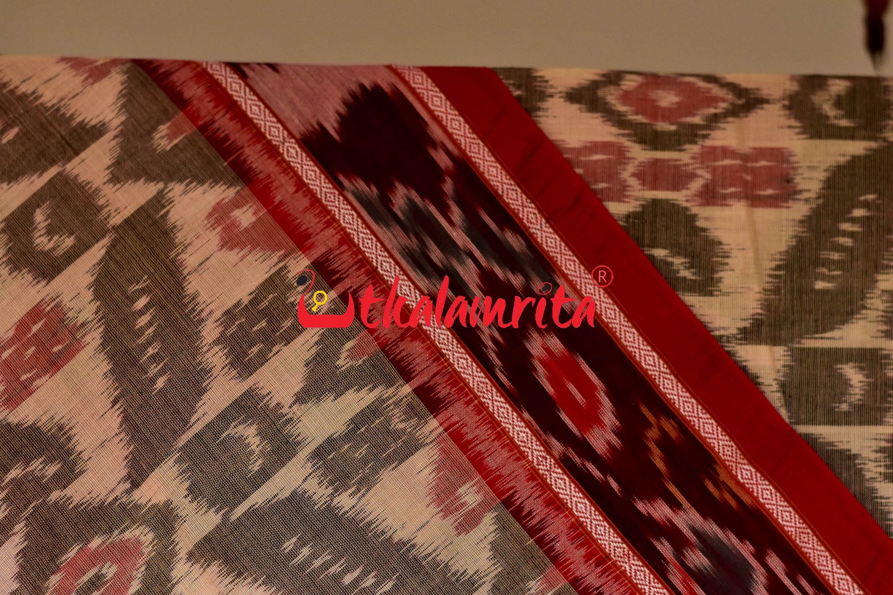White Computer Border Bandha Khandua Cotton Saree