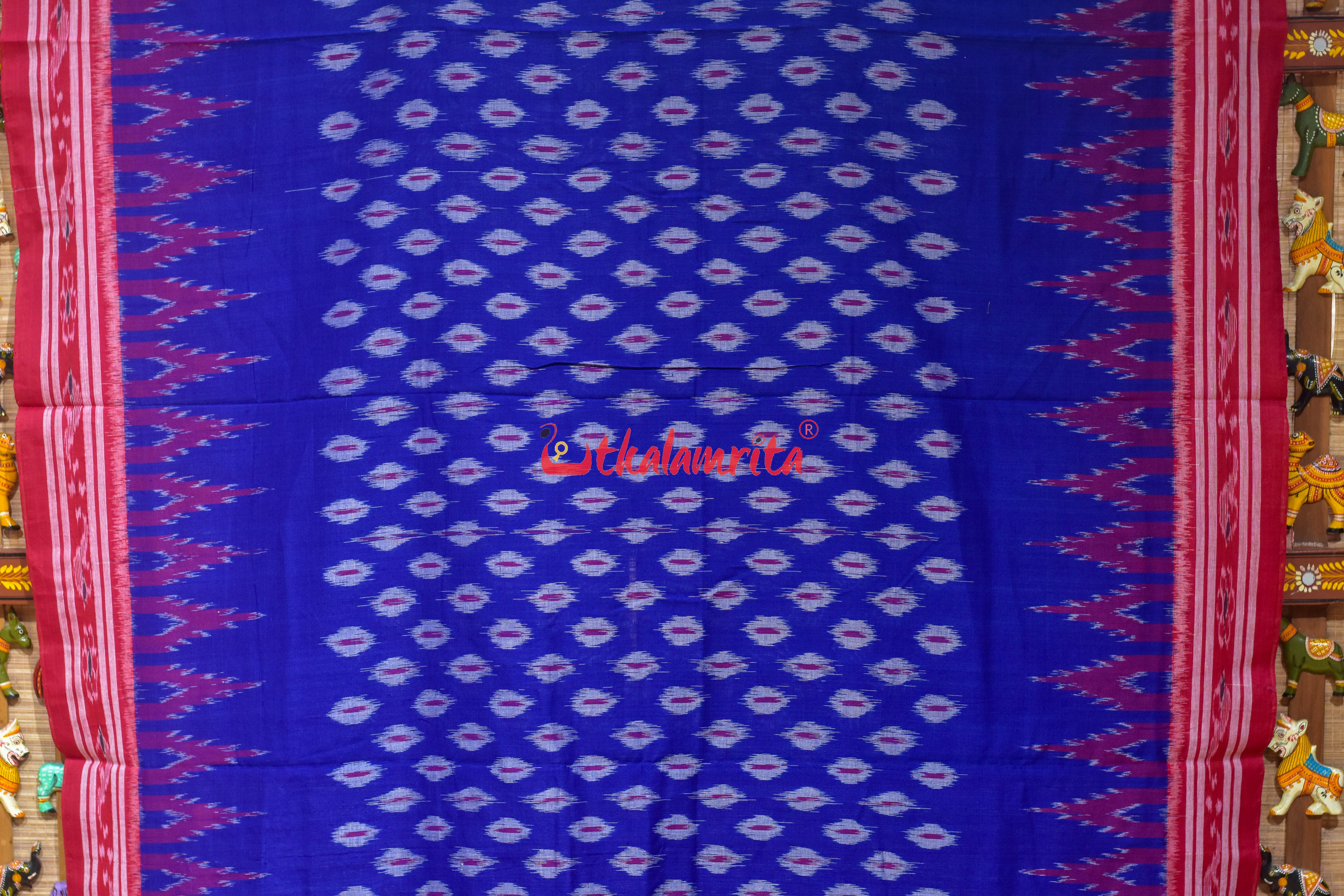 Blue Body Dots Khandua Cotton Saree