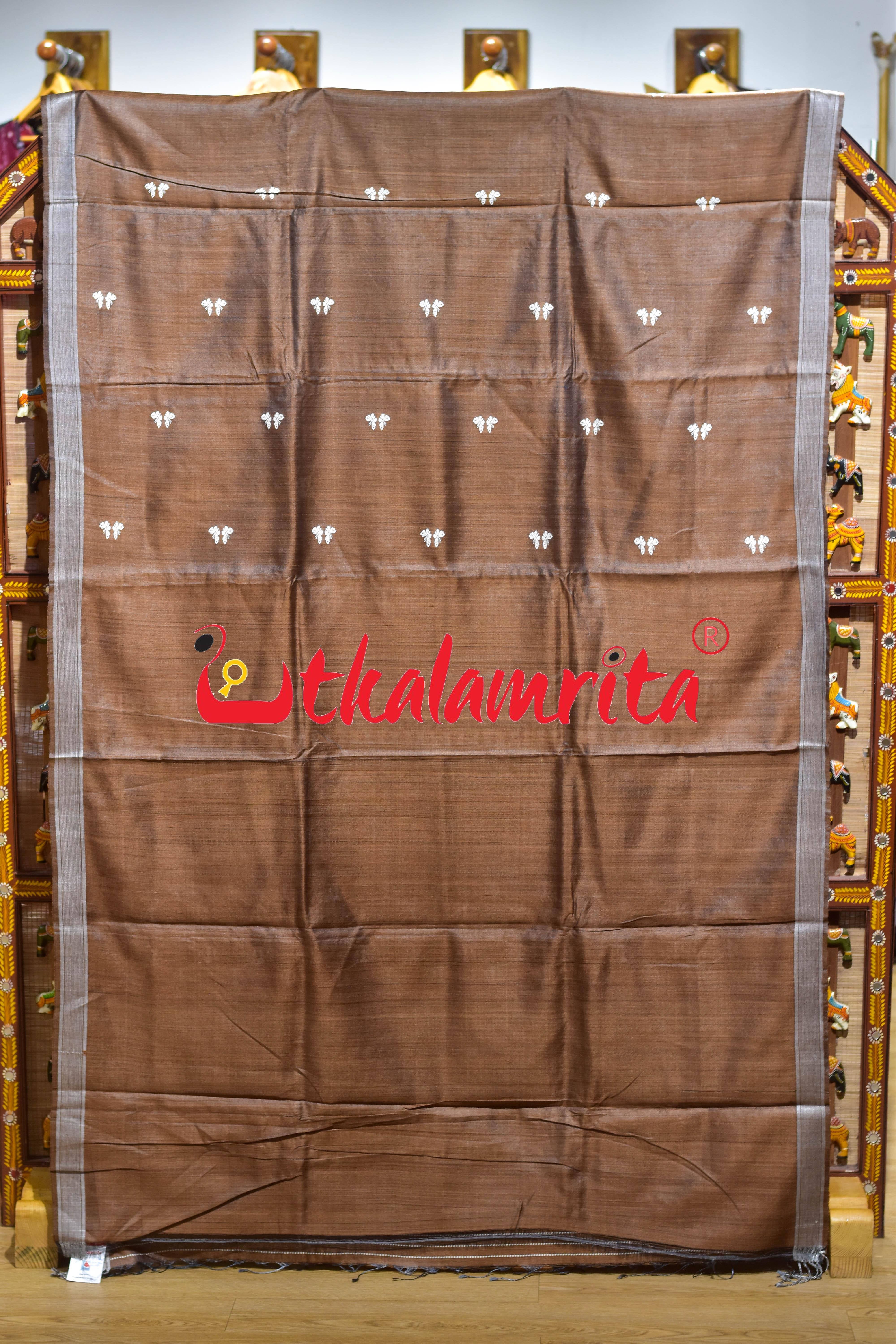 Rust Brown Body Butterfly Gopalpur Tussar Silk Saree