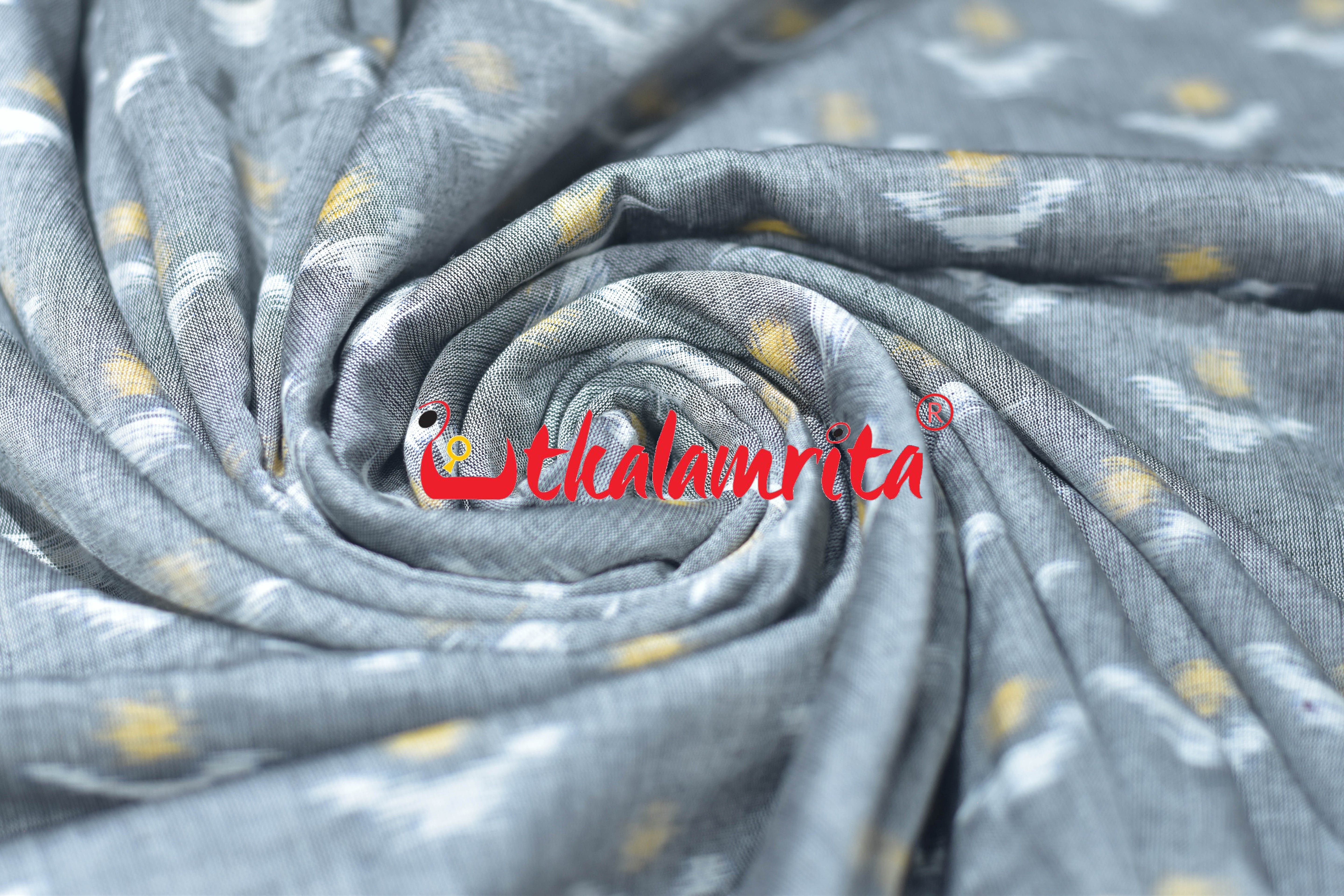 Grey Yellow Chandrika Ikat Cotton (Fabric)