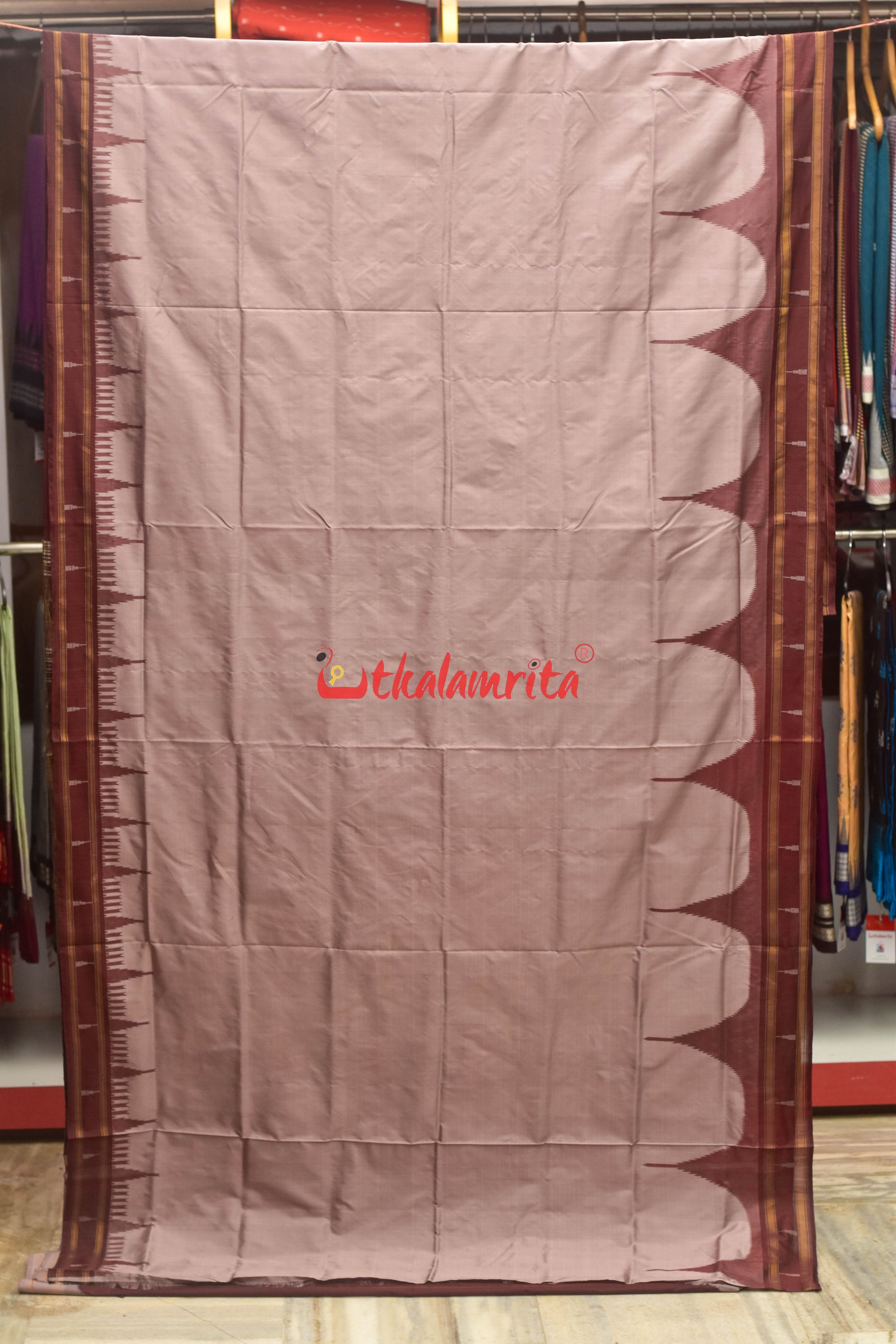 Half Tissue Lavender Sambalpuri Phoda Kumbha Silk Saree