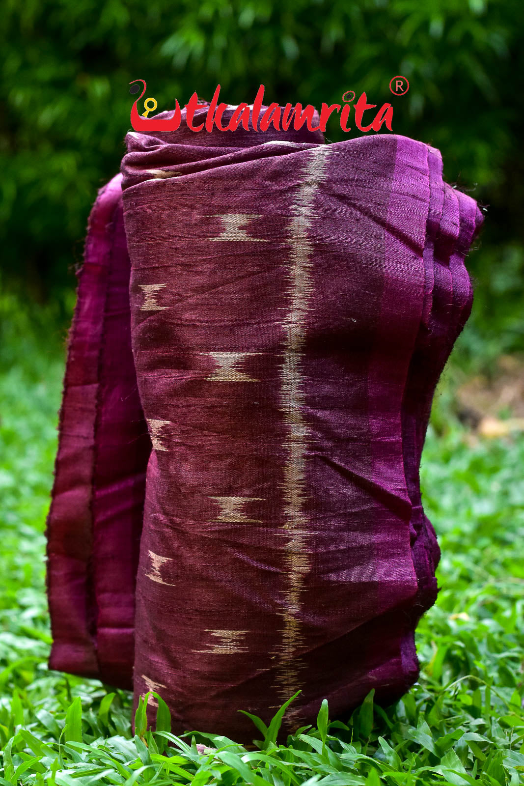 Body Ikat Wine Color Tussar (Fabric)