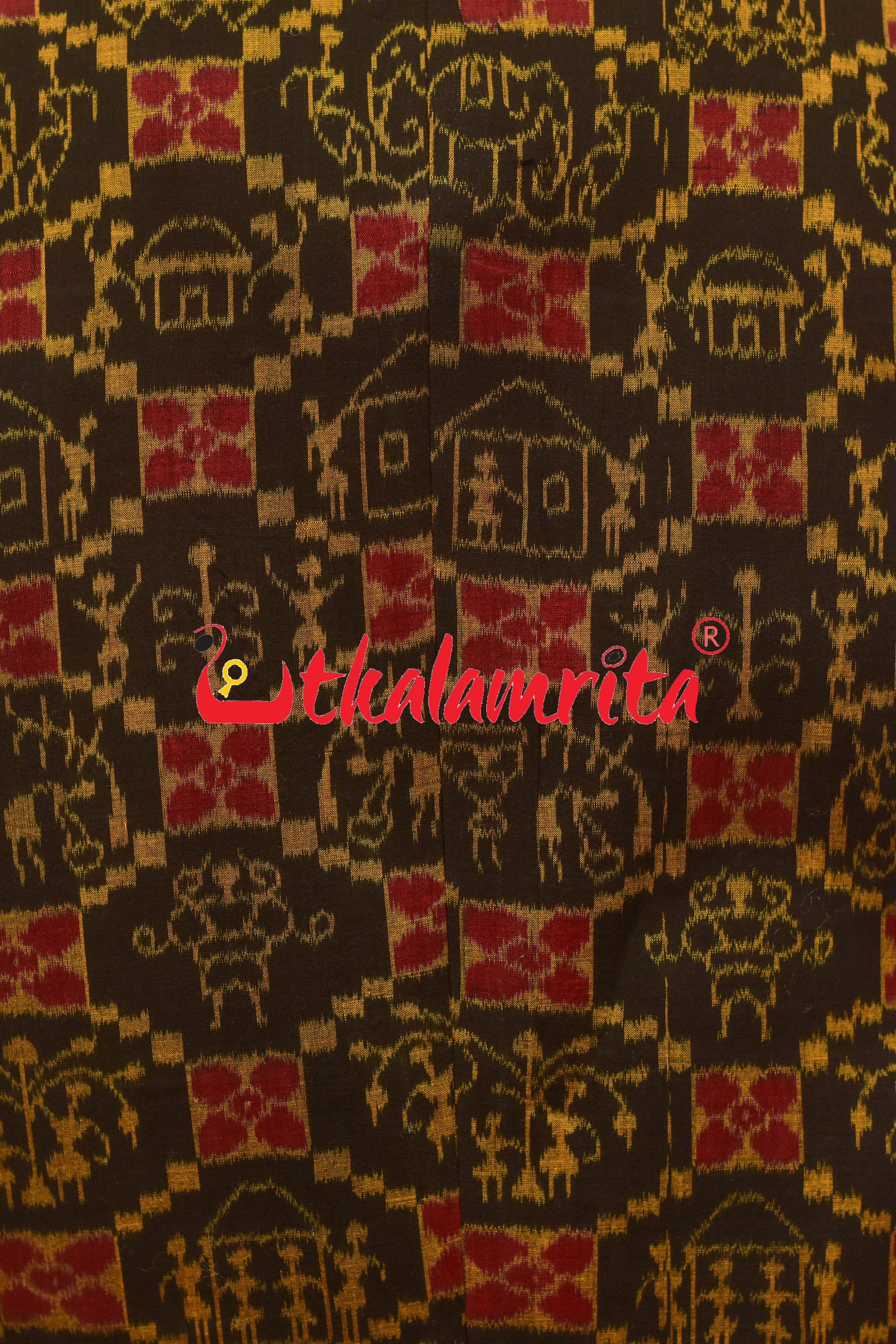 Black Mustard Tribal Theme Sambalpuri Cotton (Men's Jacket)