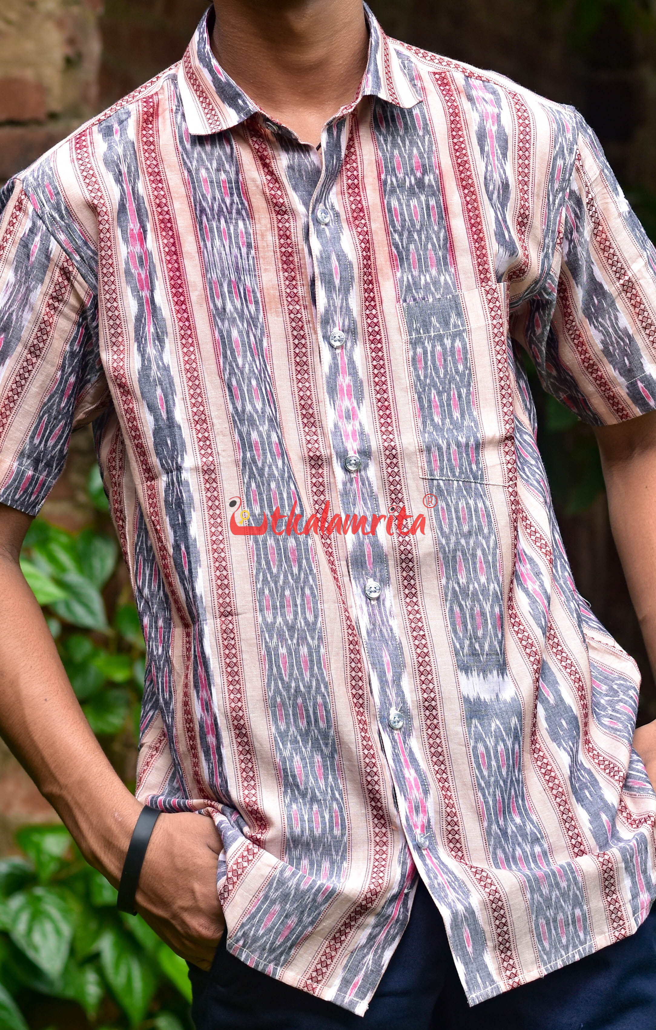 Chandan Emerald Ikat (Mens' Half Shirt)