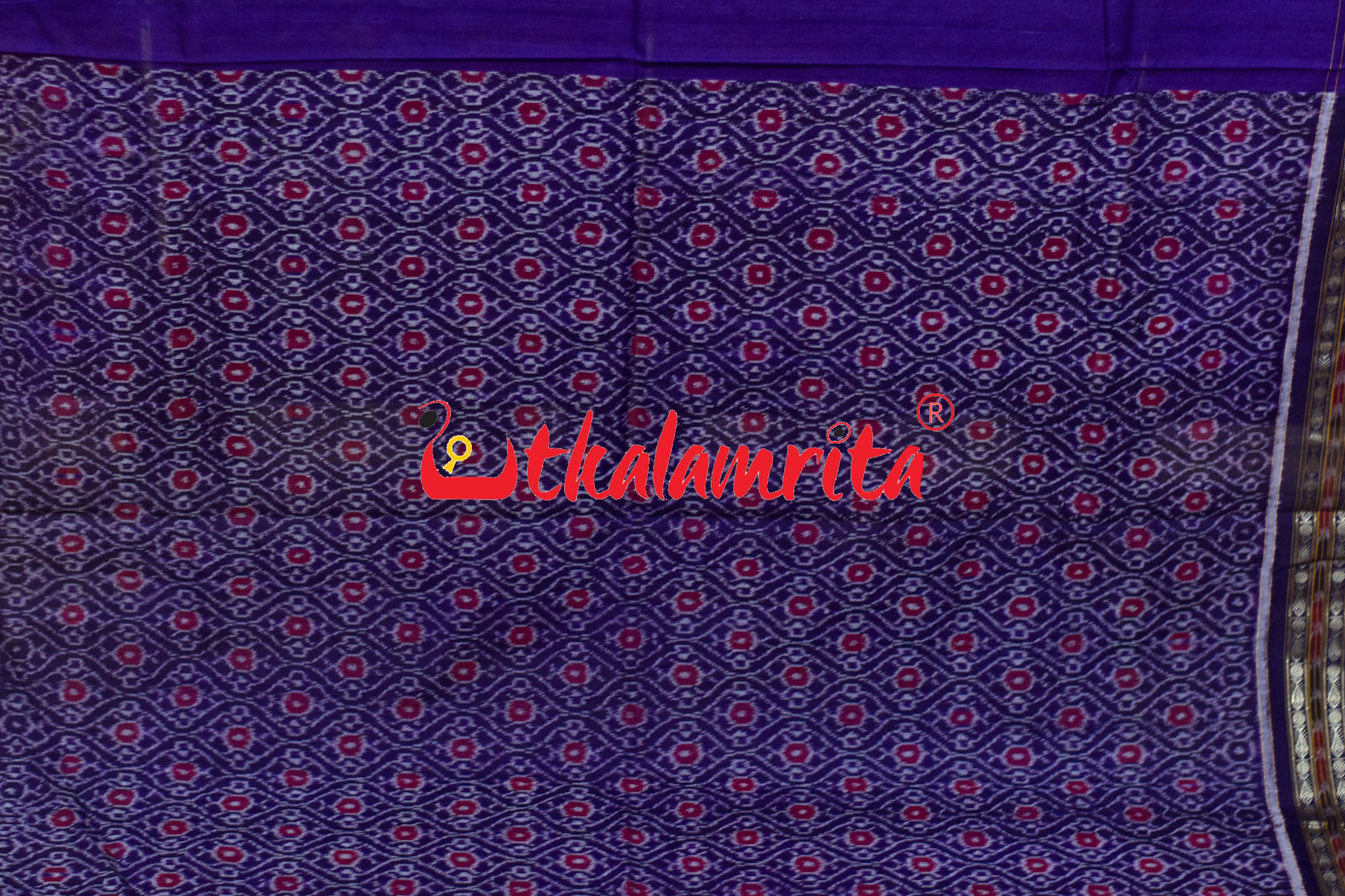 Grey Purple Scot Border Sambalpuri Cotton Saree