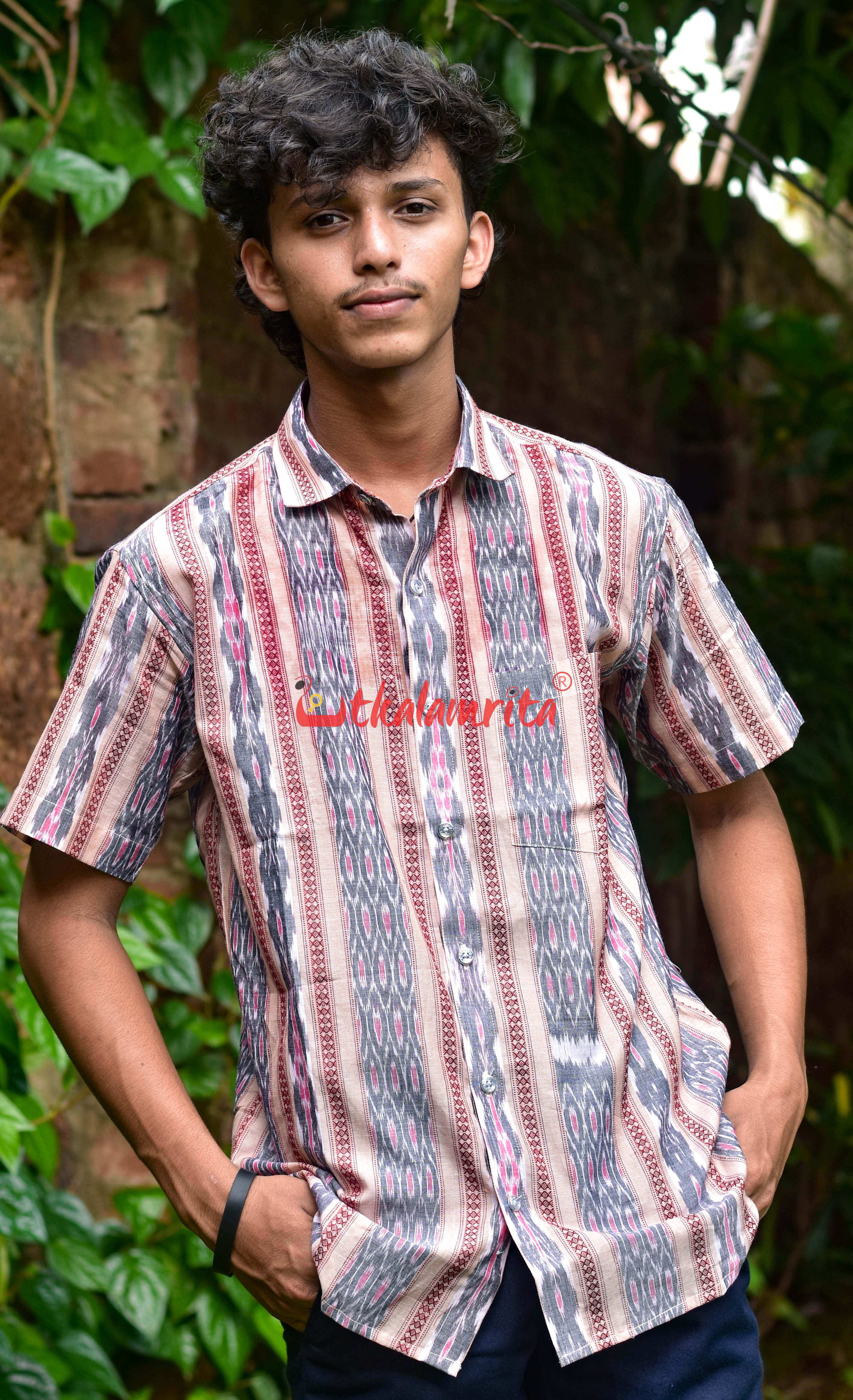 Chandan Emerald Ikat (Mens' Half Shirt)