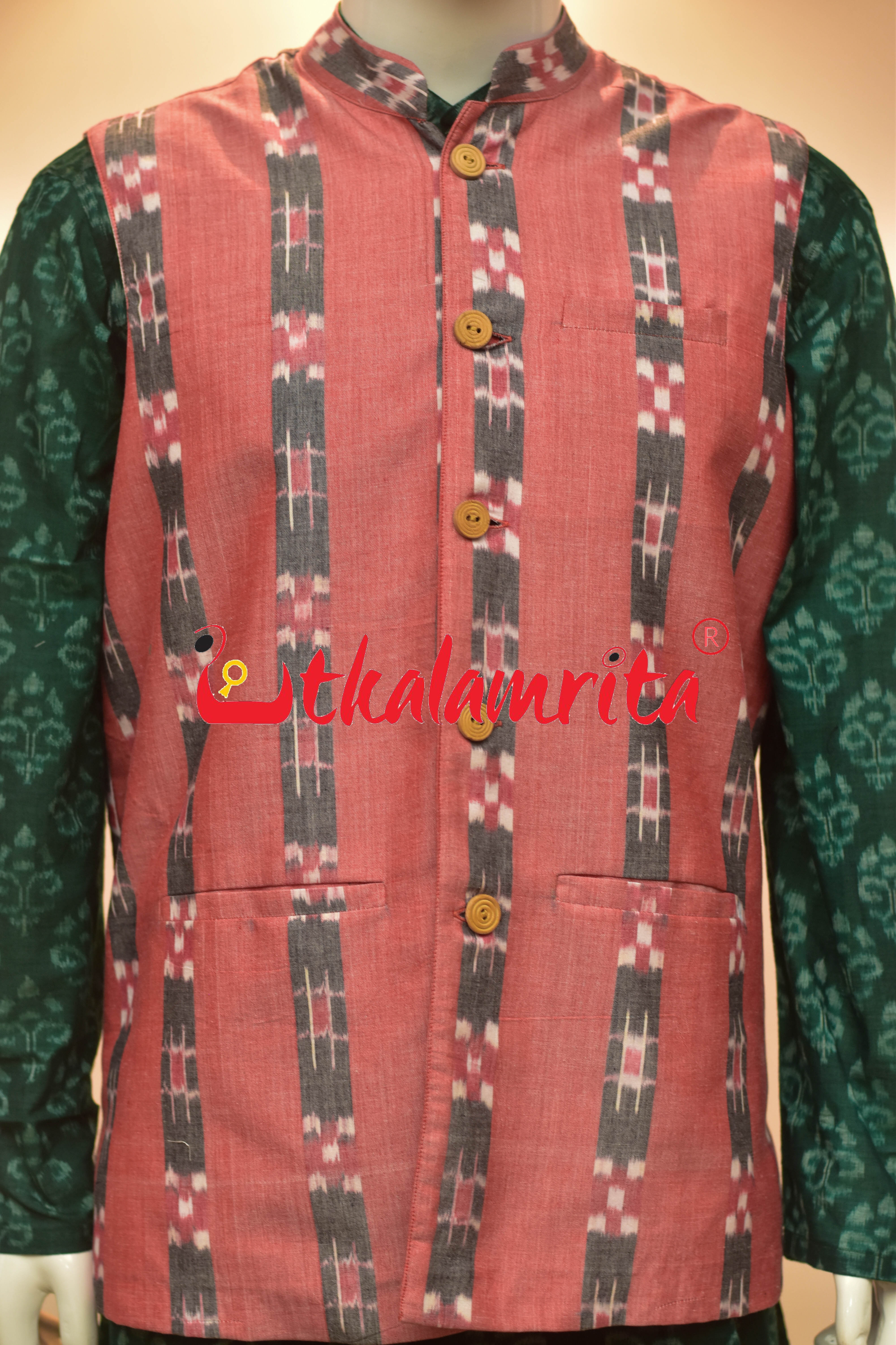 Peach Body Grey Lines Pasapali (Modi Jacket)