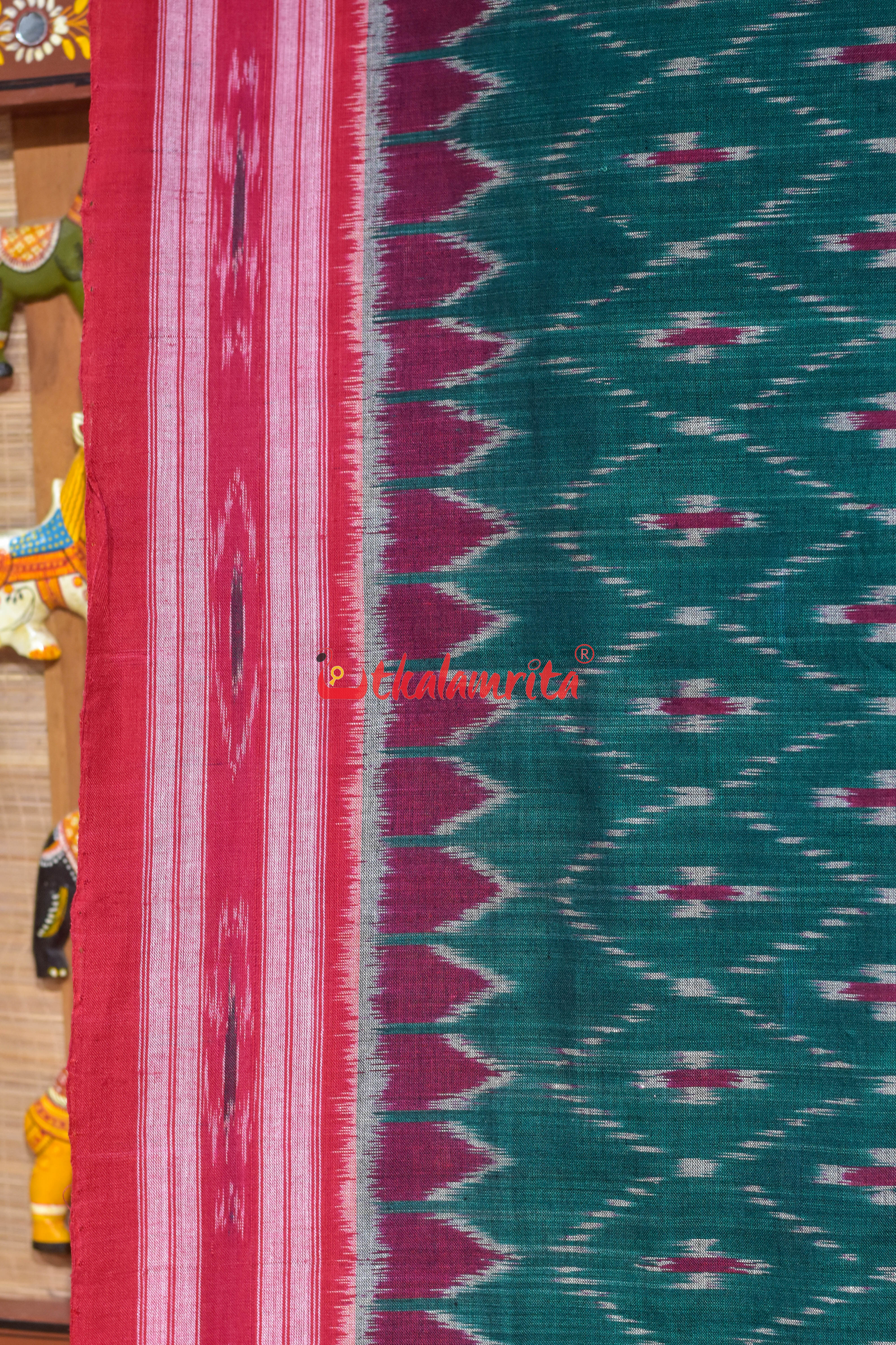 Bottle Green Bata Thikiri Khandua Cotton Saree