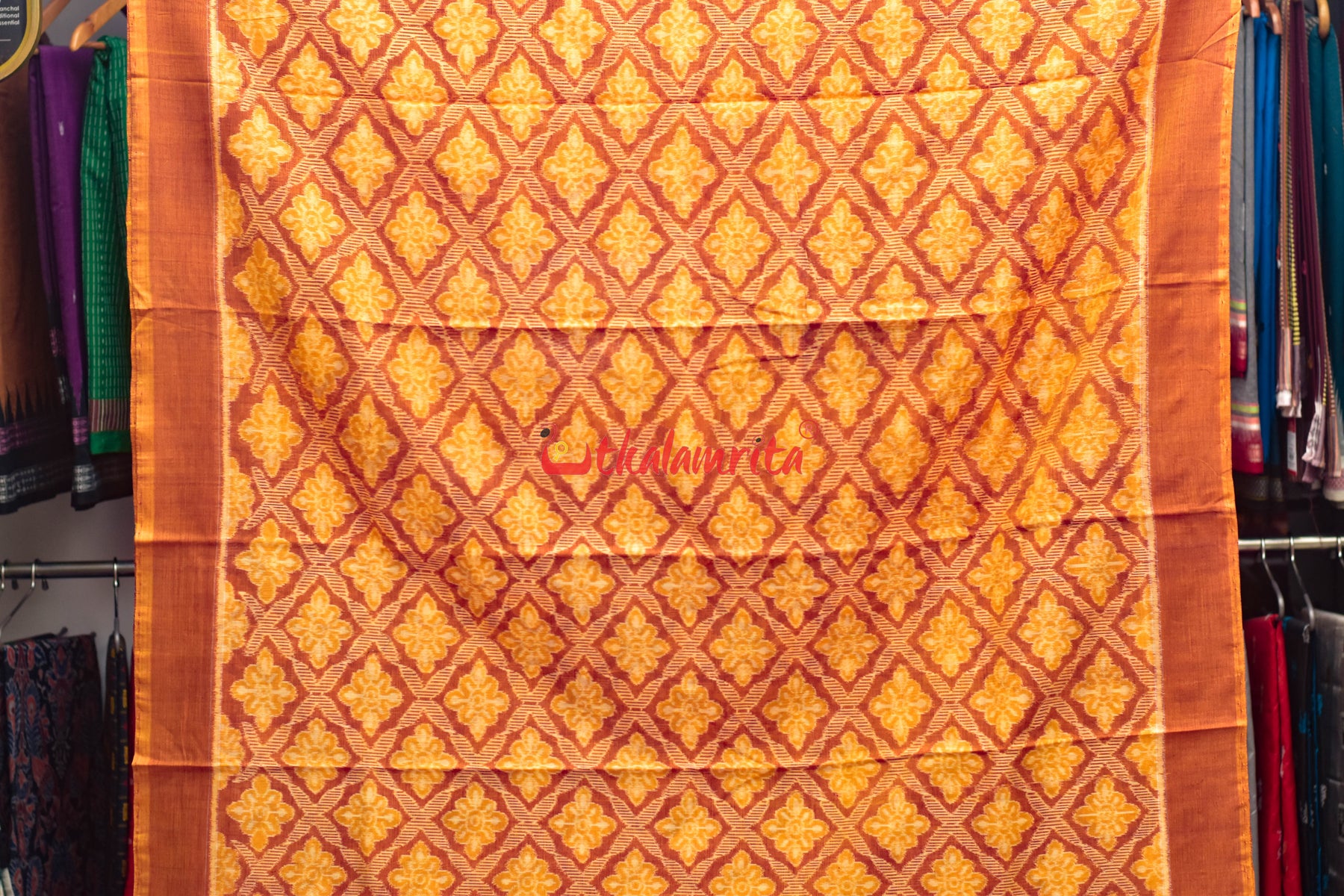 Mustard Maroon Phula Bandha Dress Set