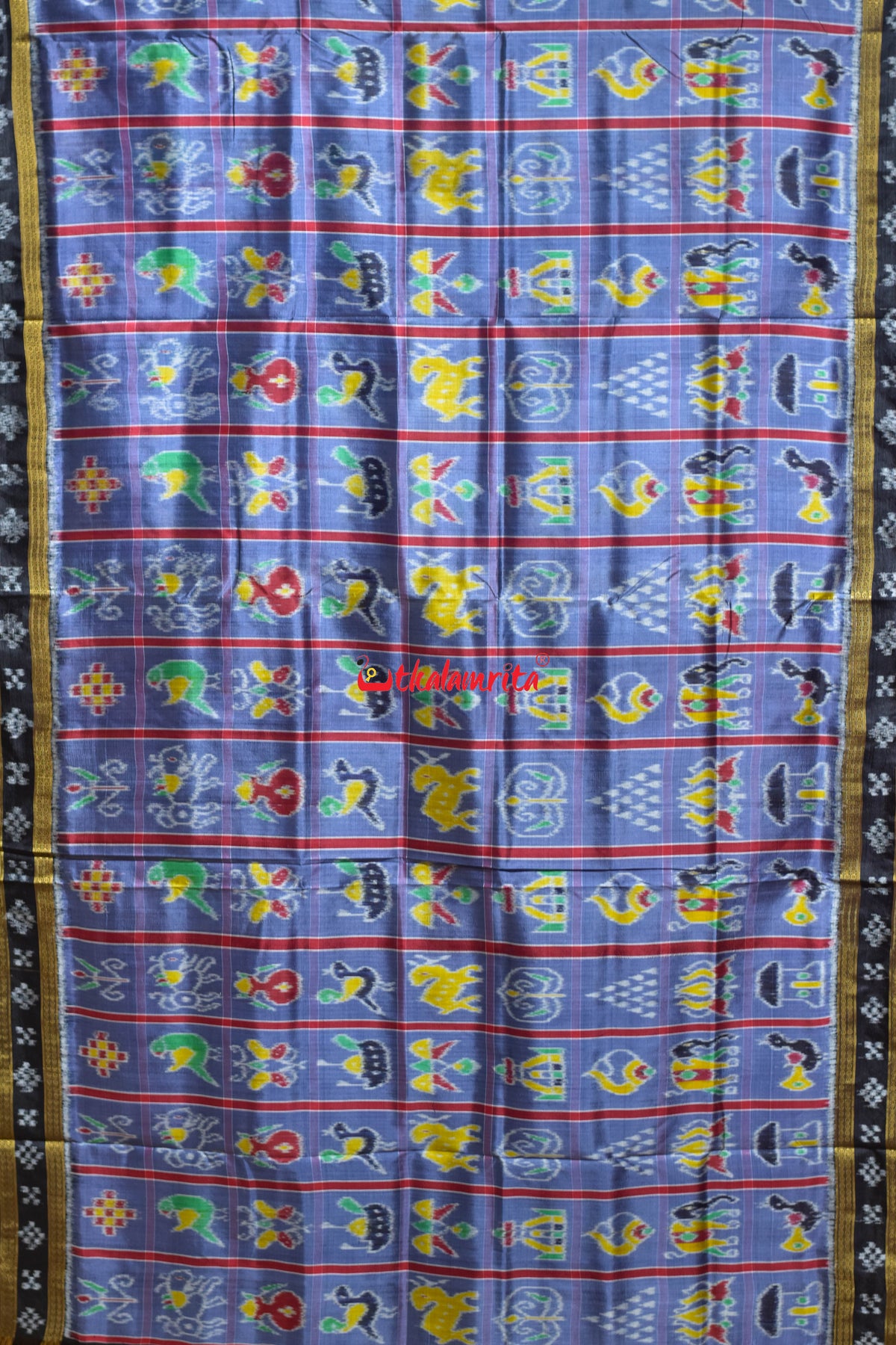 Grey Border Pasapali Nabakothi Khandua Silk Saree