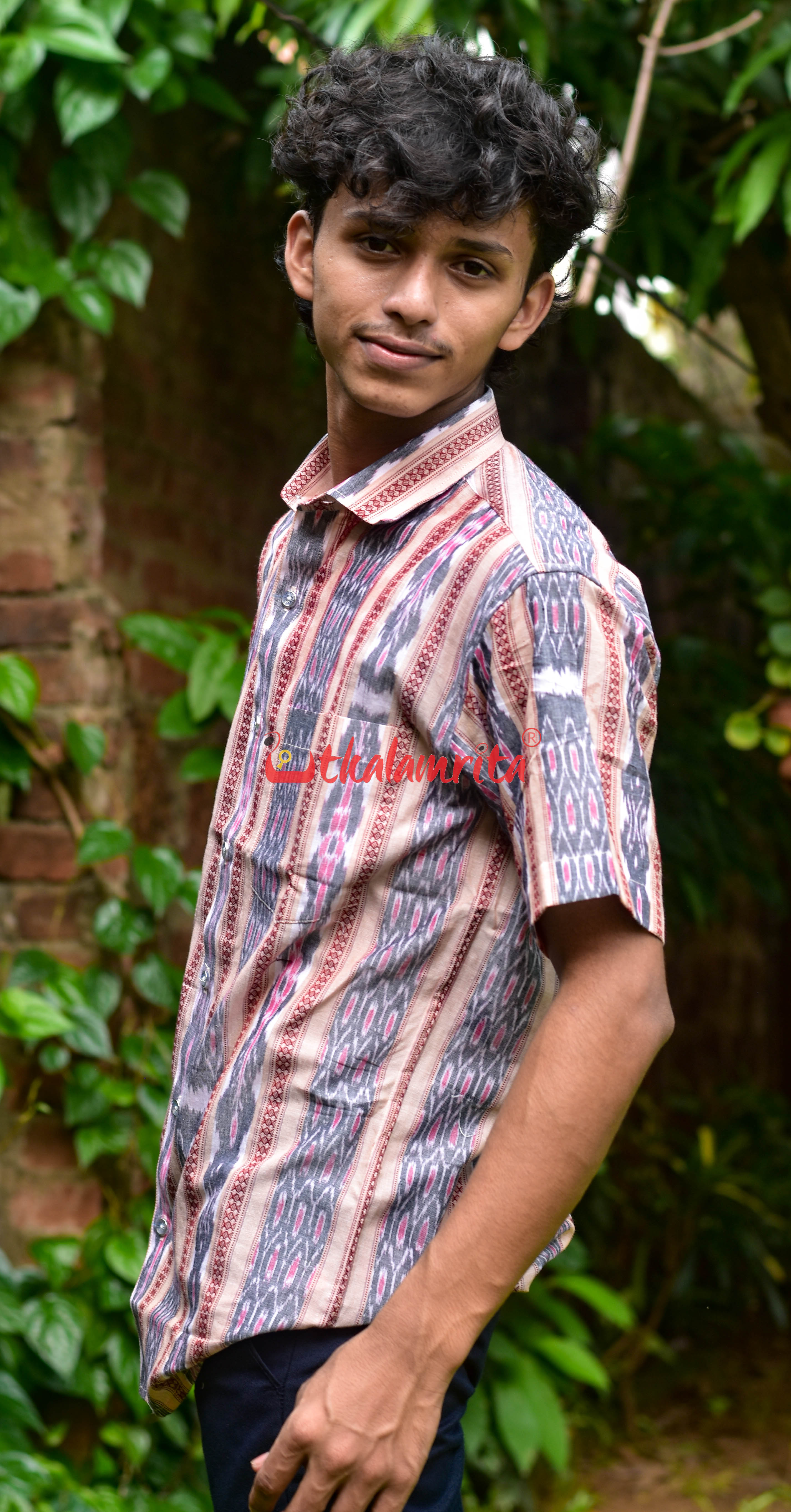 Chandan Emerald Ikat (Mens' Half Shirt)