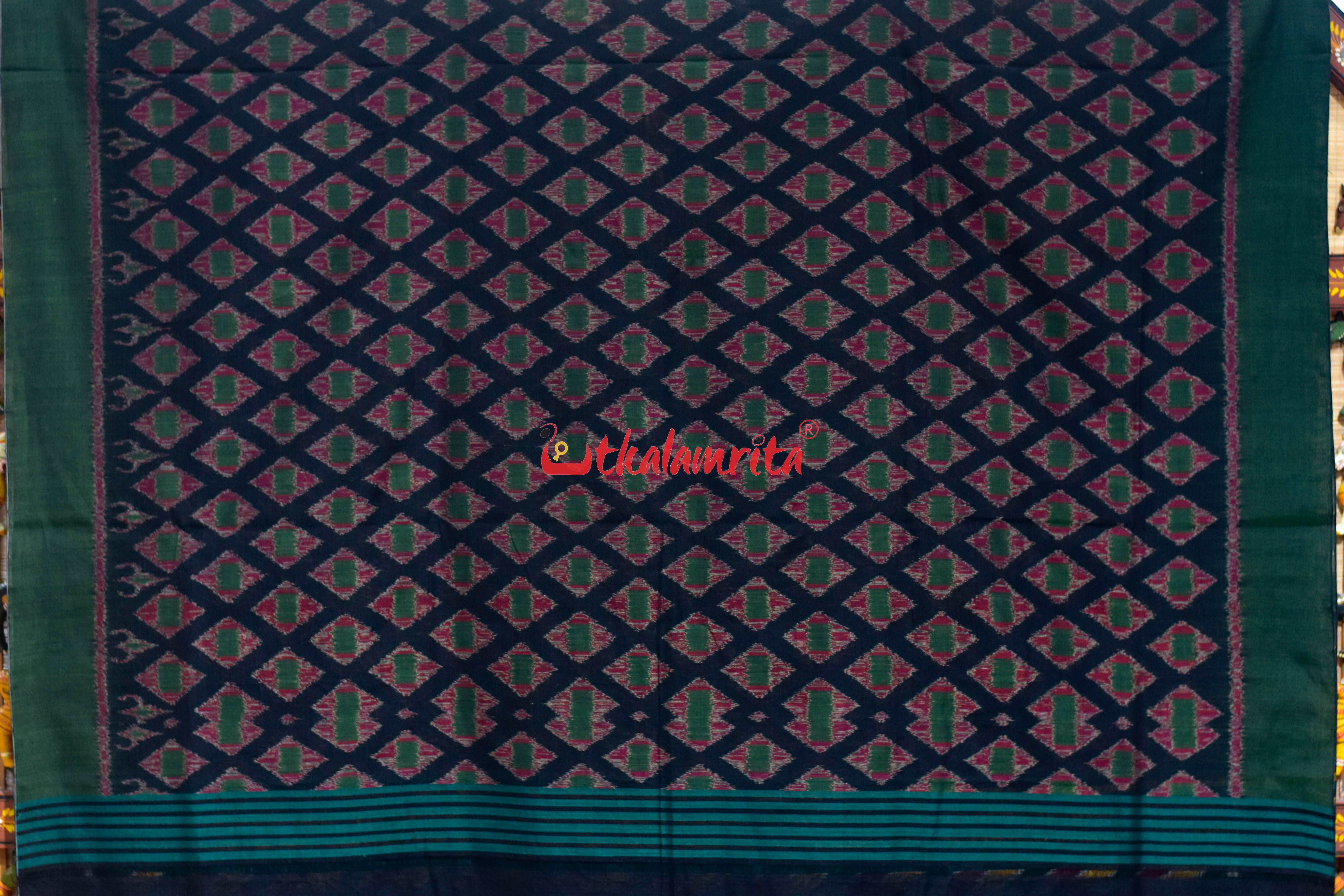 Black Green Thikiri Khandua Cotton Saree