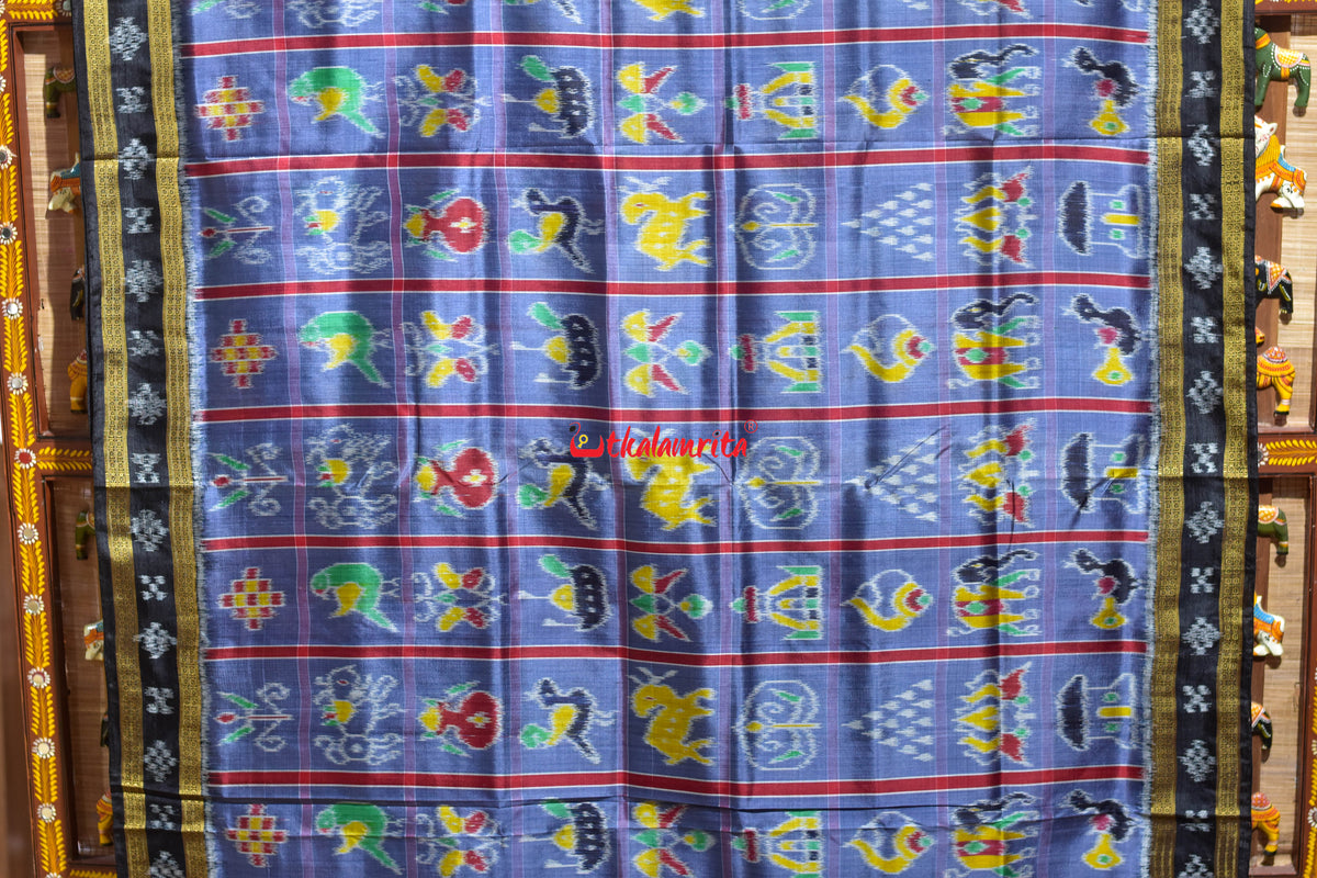 Grey Border Pasapali Nabakothi Khandua Silk Saree