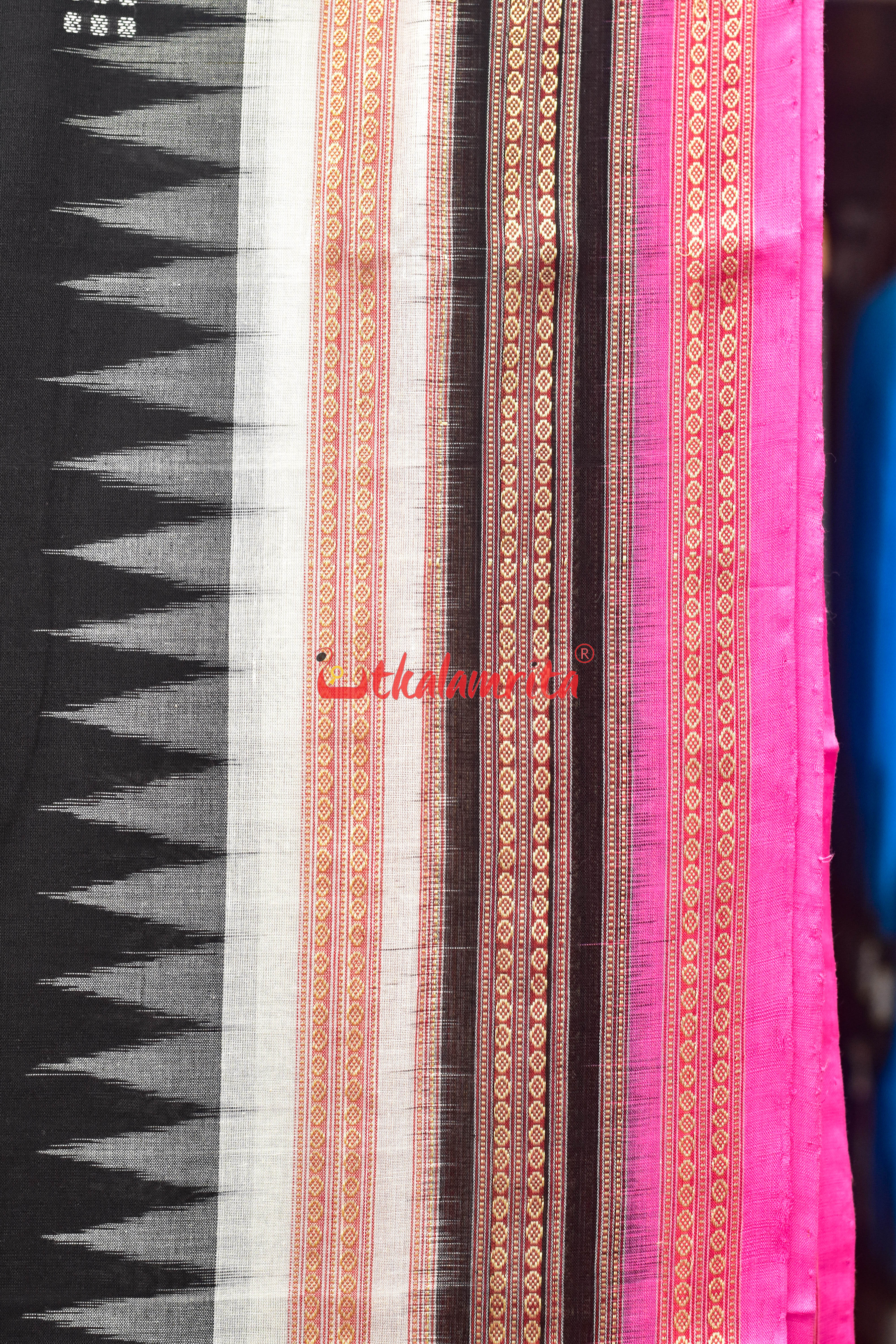 Black Pink Doll Bomkai Double Chaal Cotton Saree