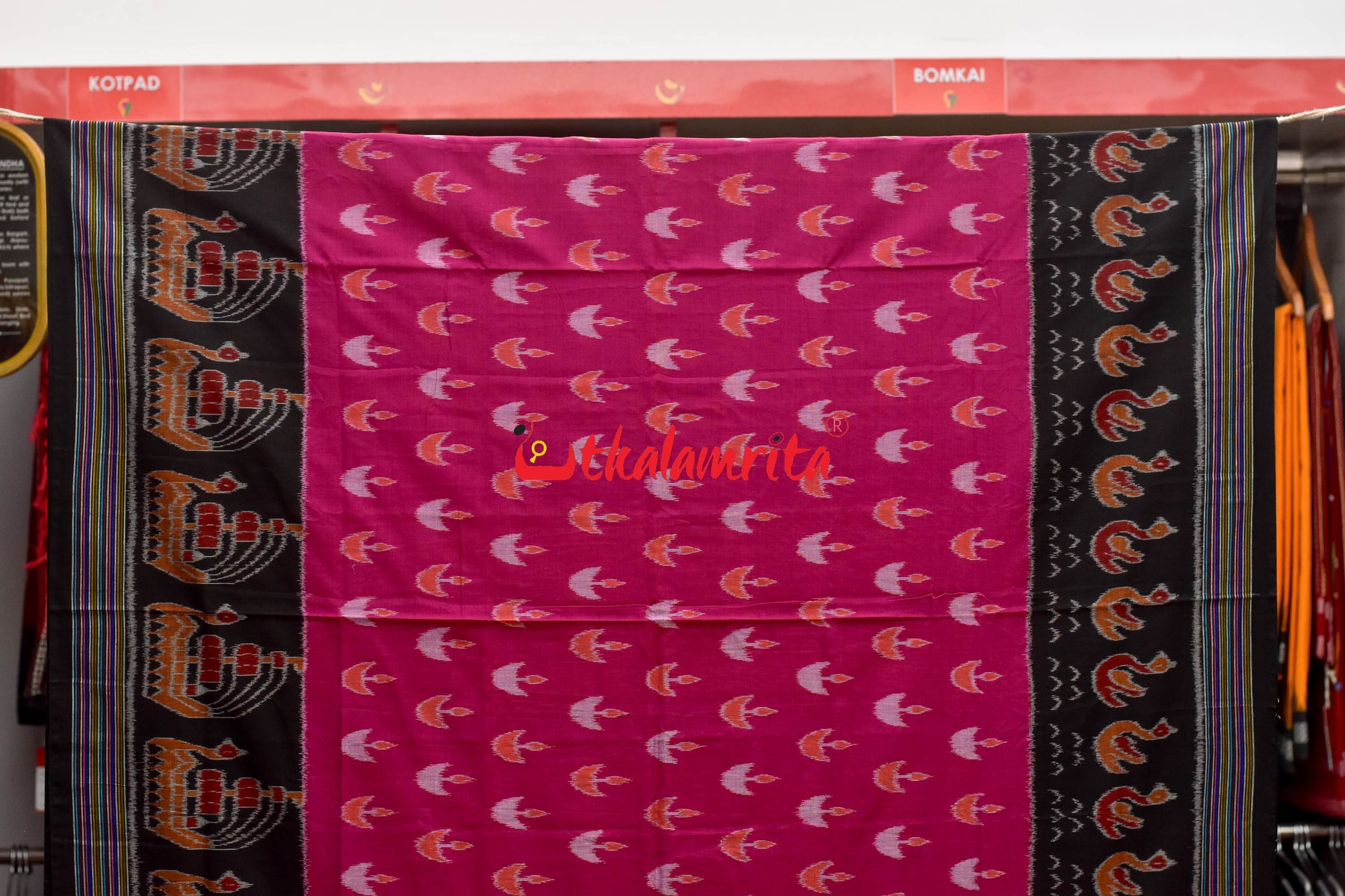 Magenta Boita & Ducks Khandua Cotton Saree
