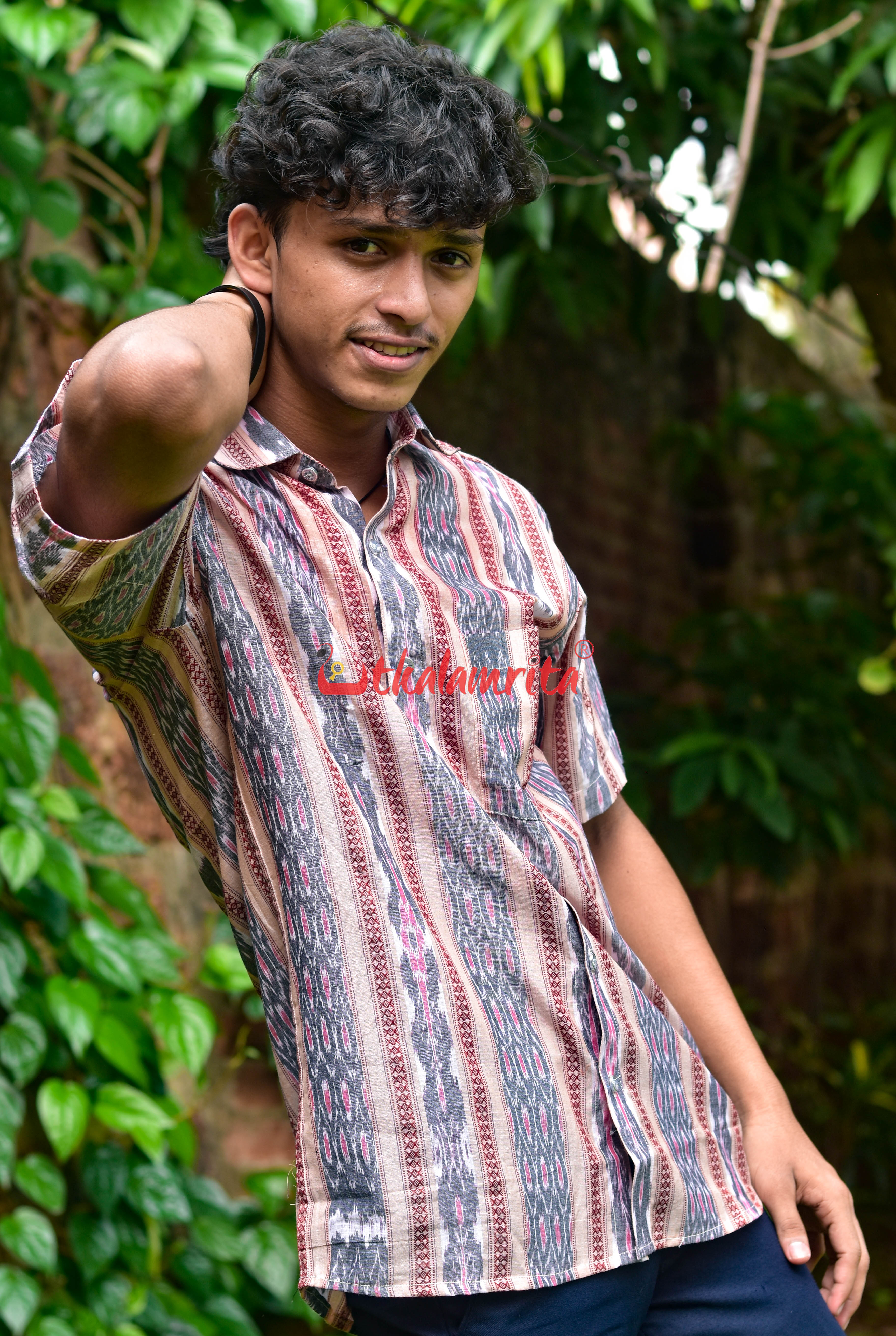 Chandan Emerald Ikat (Mens' Half Shirt)