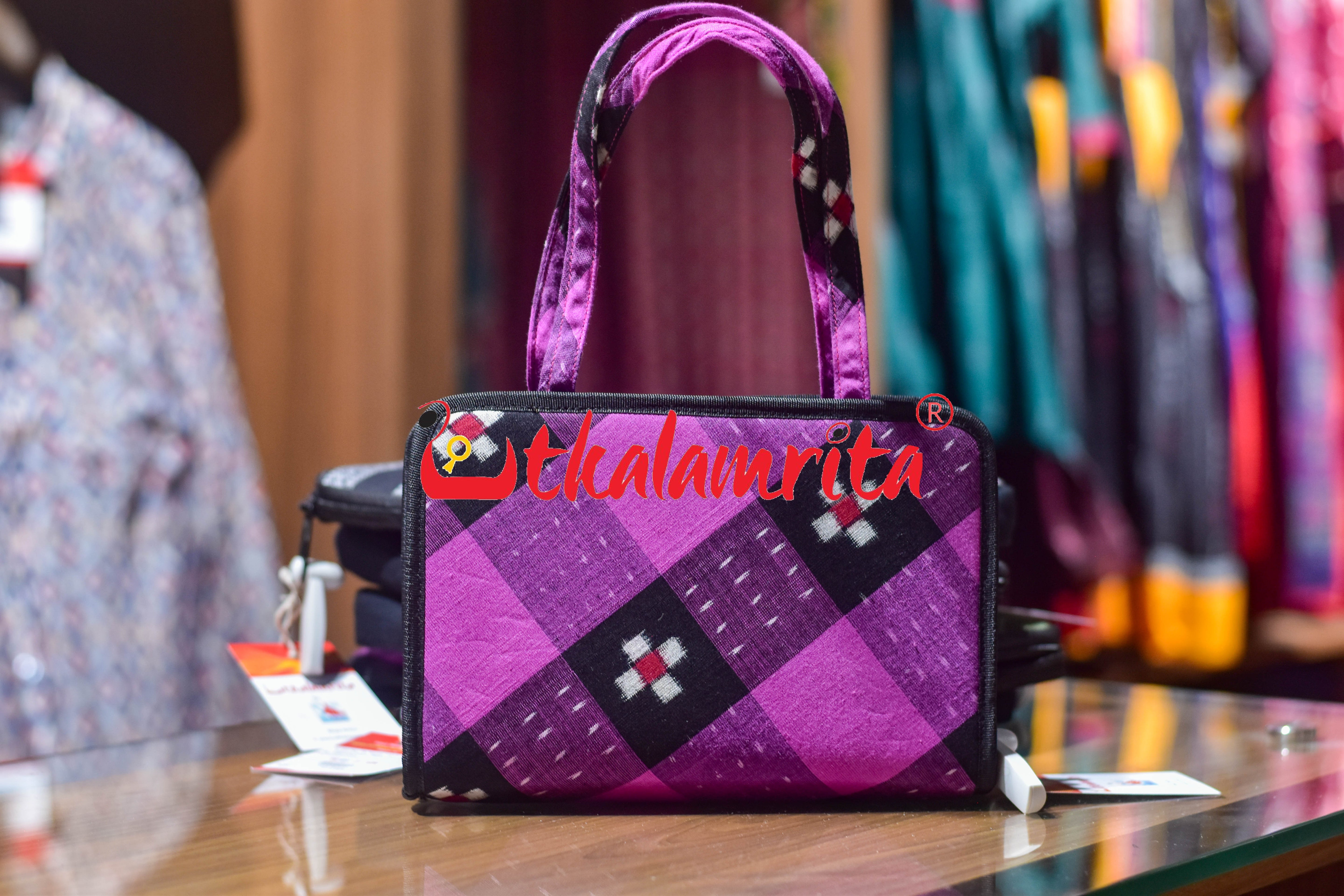 Black Purple Star Sakta Square Hand Bag