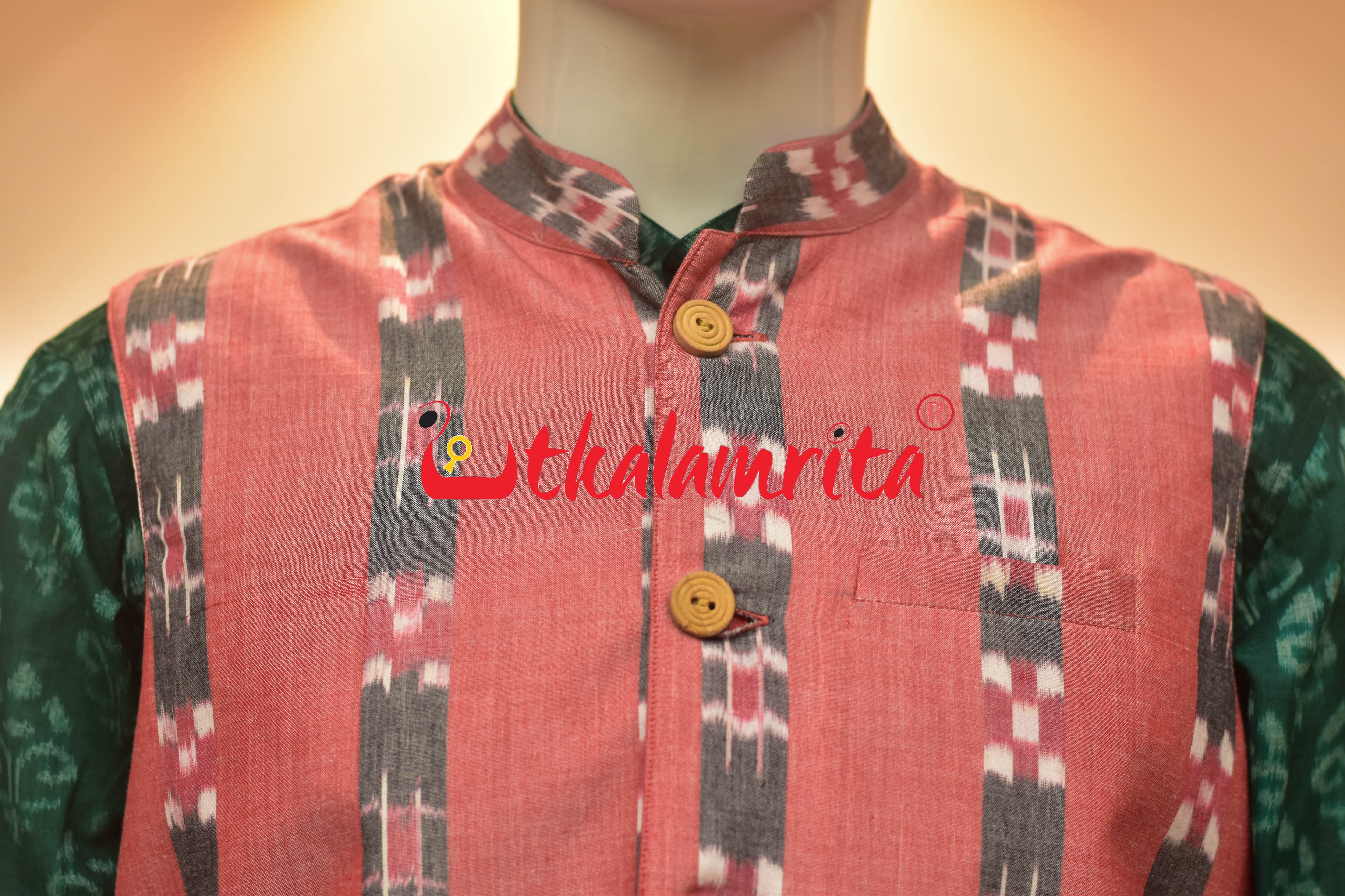 Peach Body Grey Lines Pasapali (Modi Jacket)