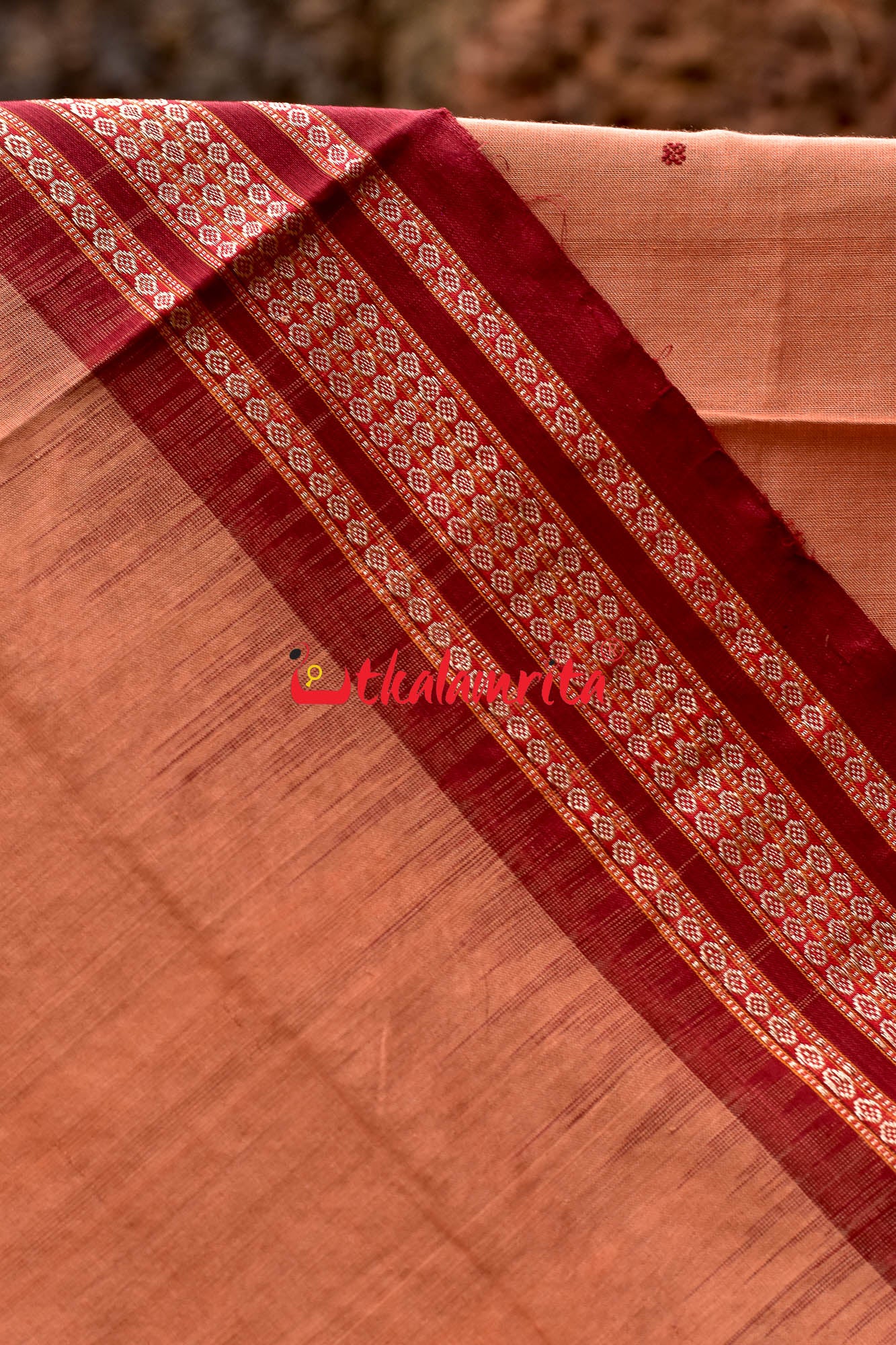 Red Chandan Bomkai Buti Cotton Saree