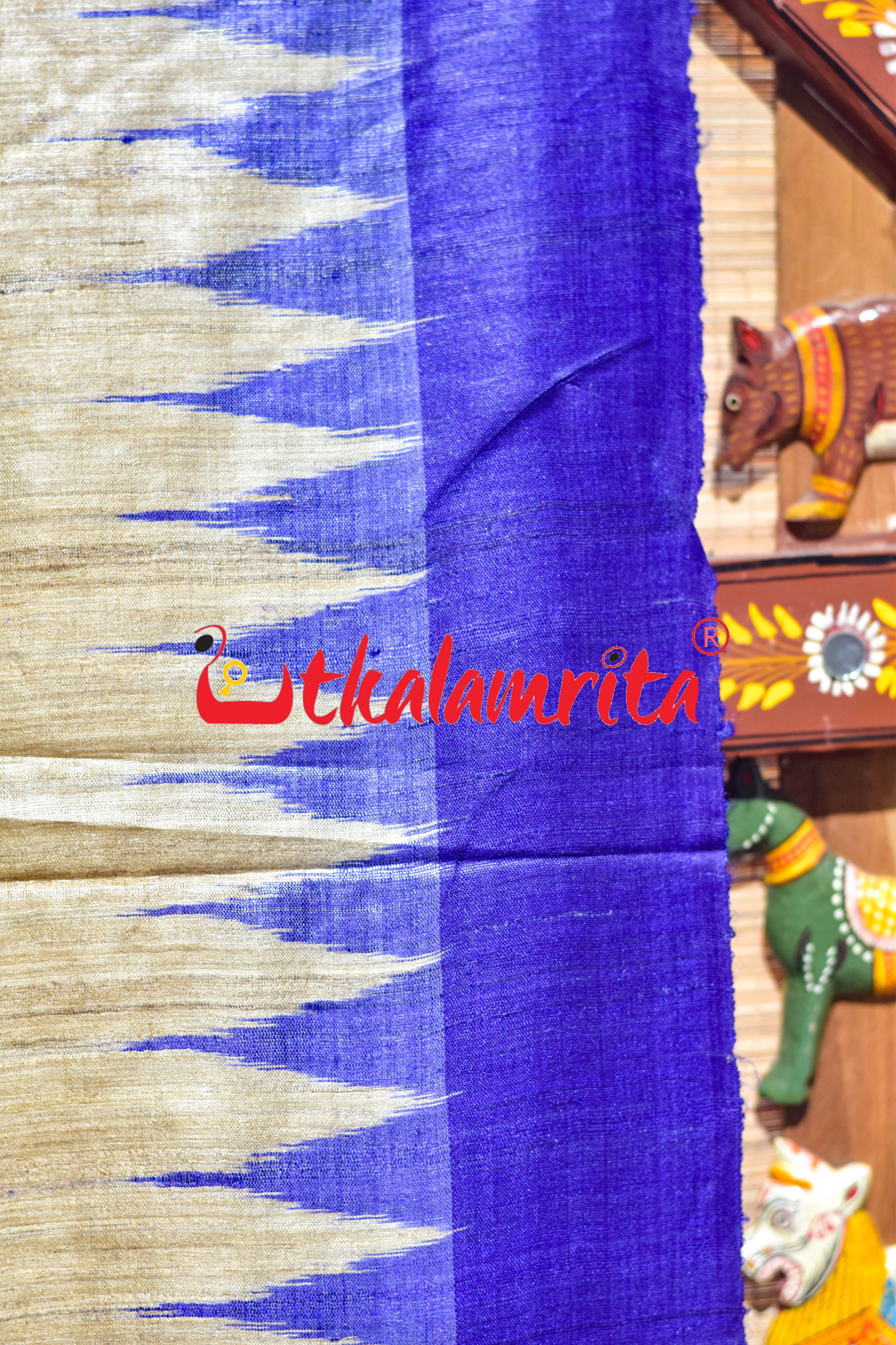 Beige Blue Gopalpur Tussar Silk Saree