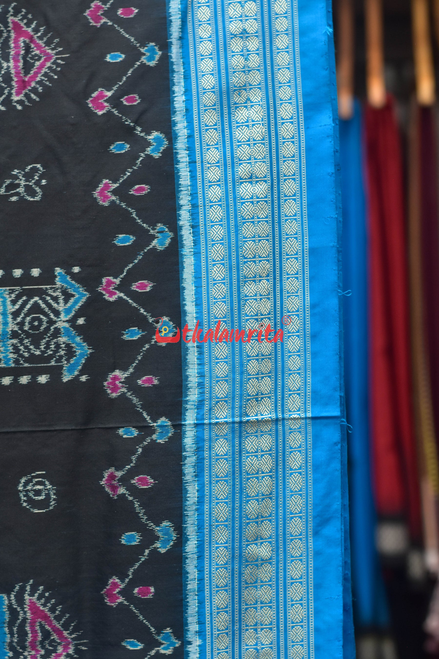 Black Blue Lakhmi Special Sambalpuri Silk Saree