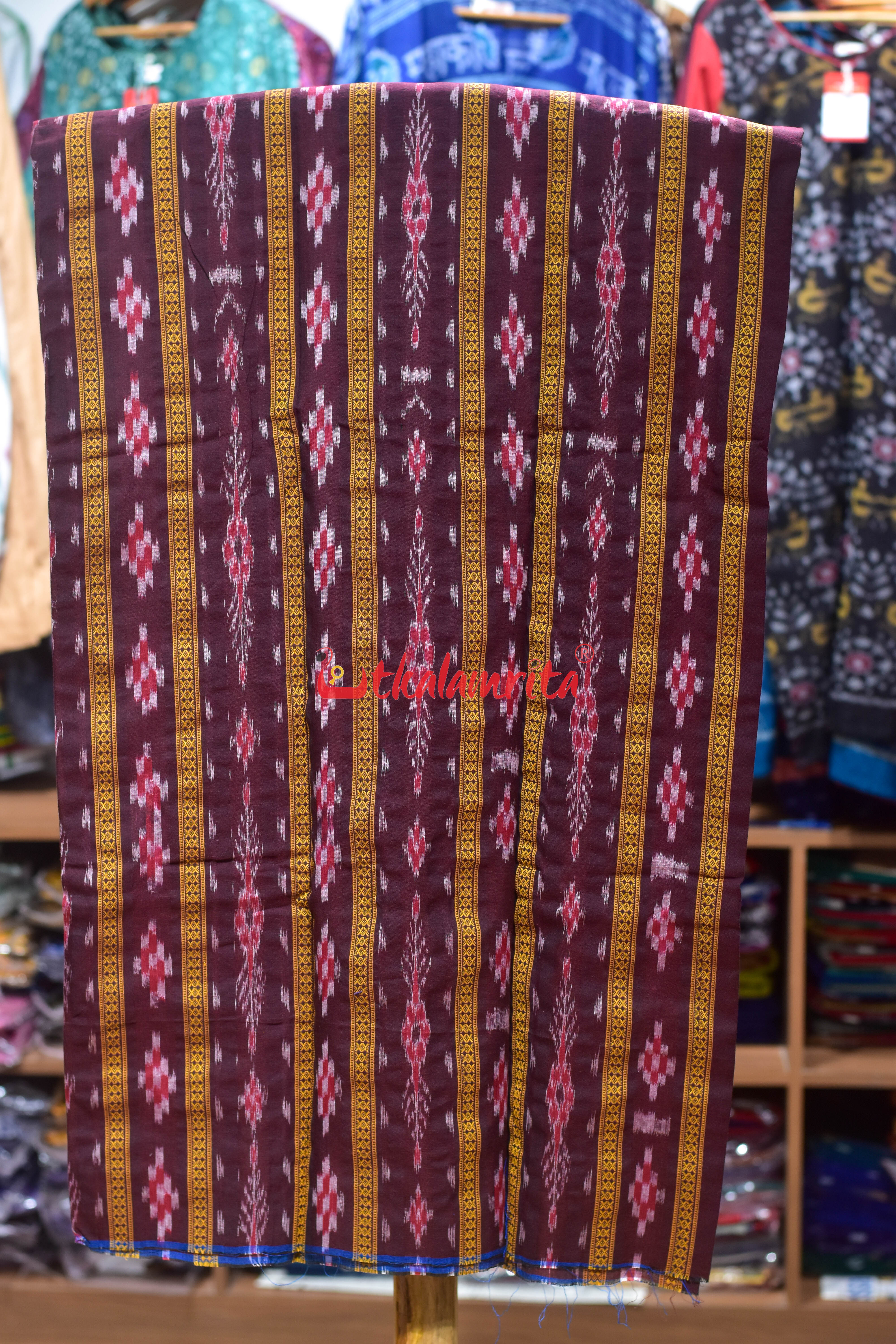 Maroon Yellow Pasapali Long Flower Dress Set
