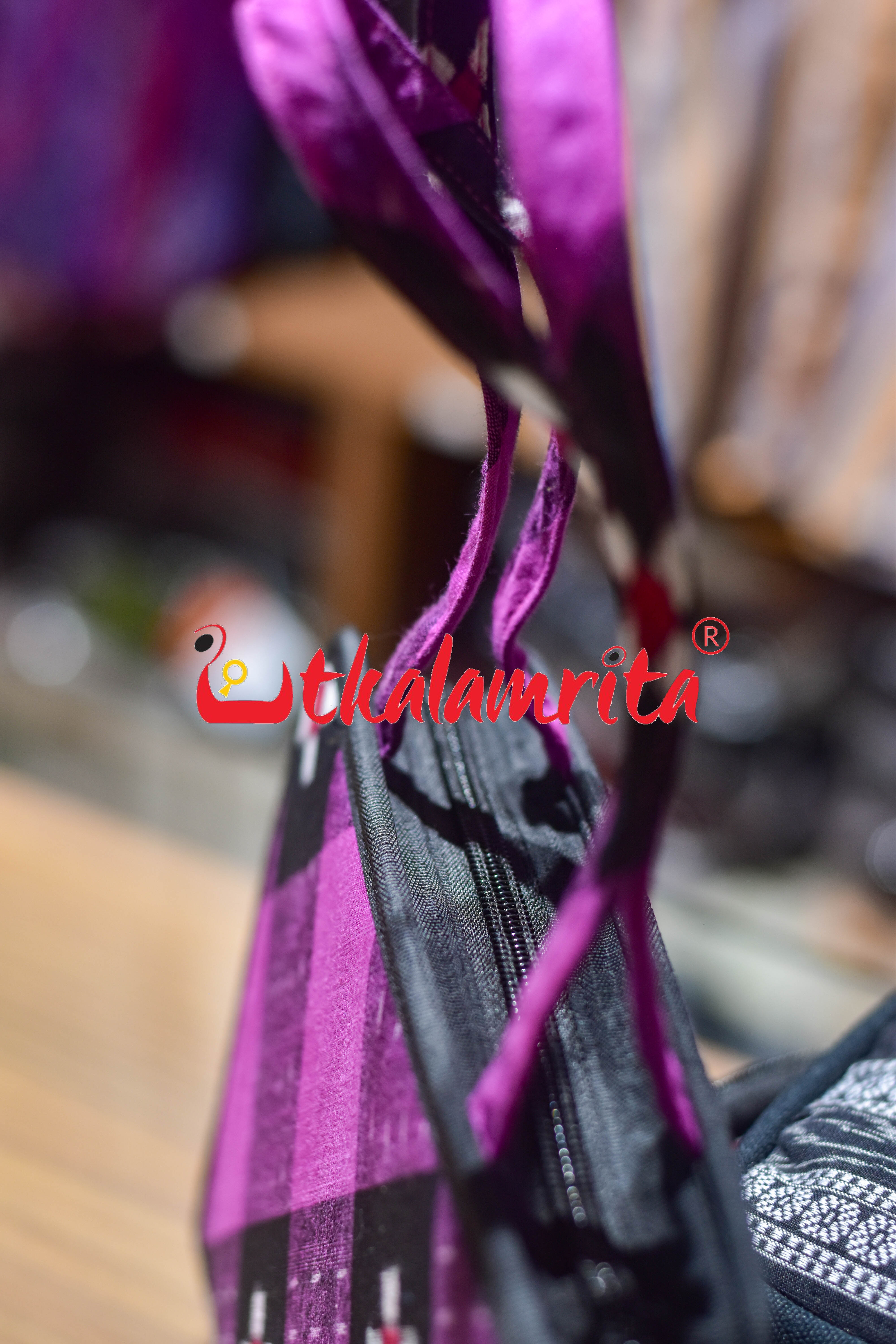 Black Purple Star Sakta Square Hand Bag