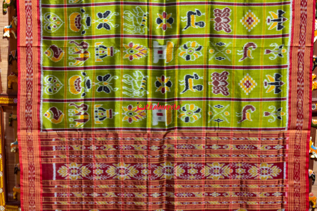 Janhiphuliya Red Nabakothi Khandua Silk Saree
