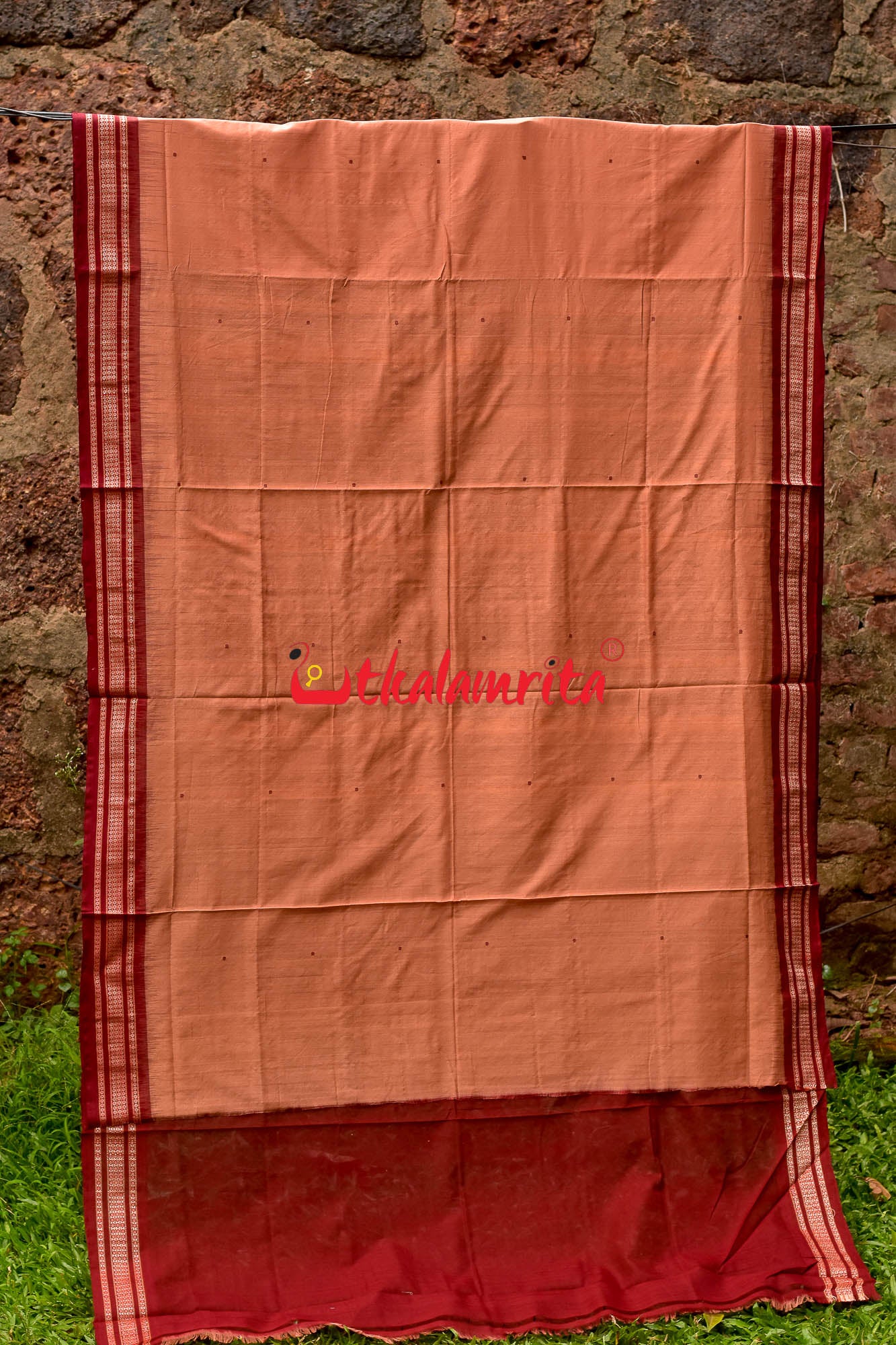 Red Chandan Bomkai Buti Cotton Saree