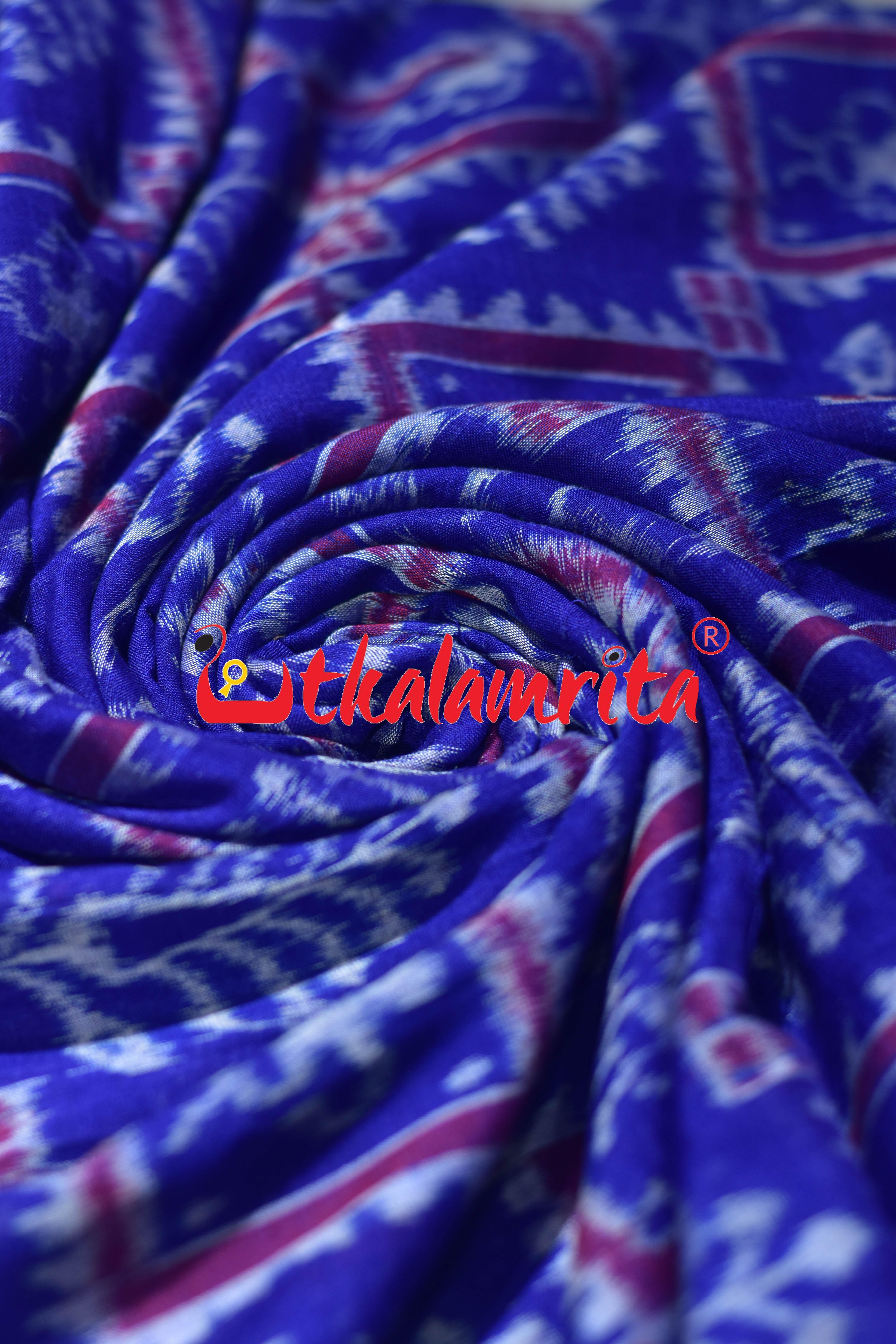 Blue Magenta Tribal Tree Sambalpuri Cotton (Fabric)