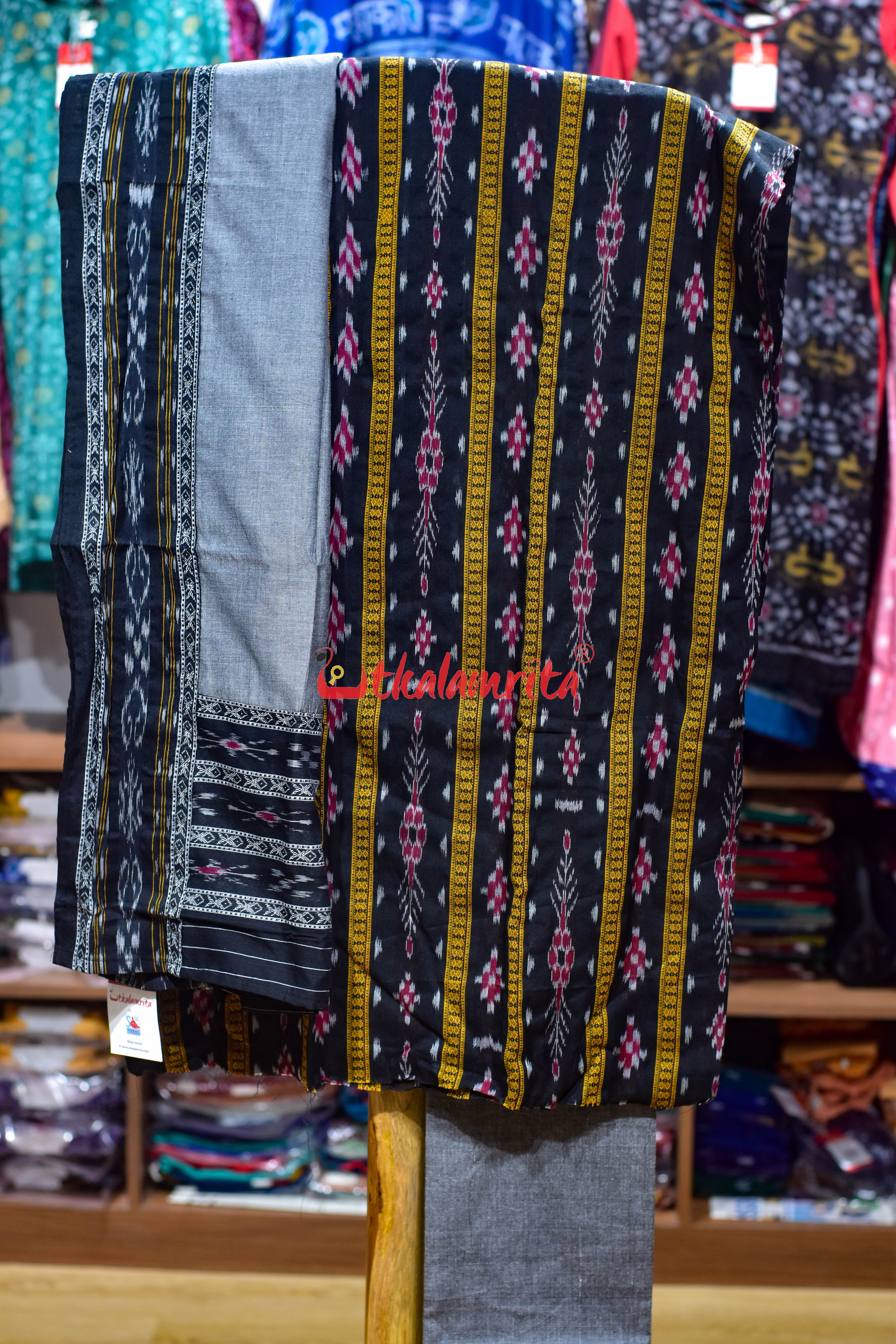 Black Grey Pasapali Long Flower Dress Set