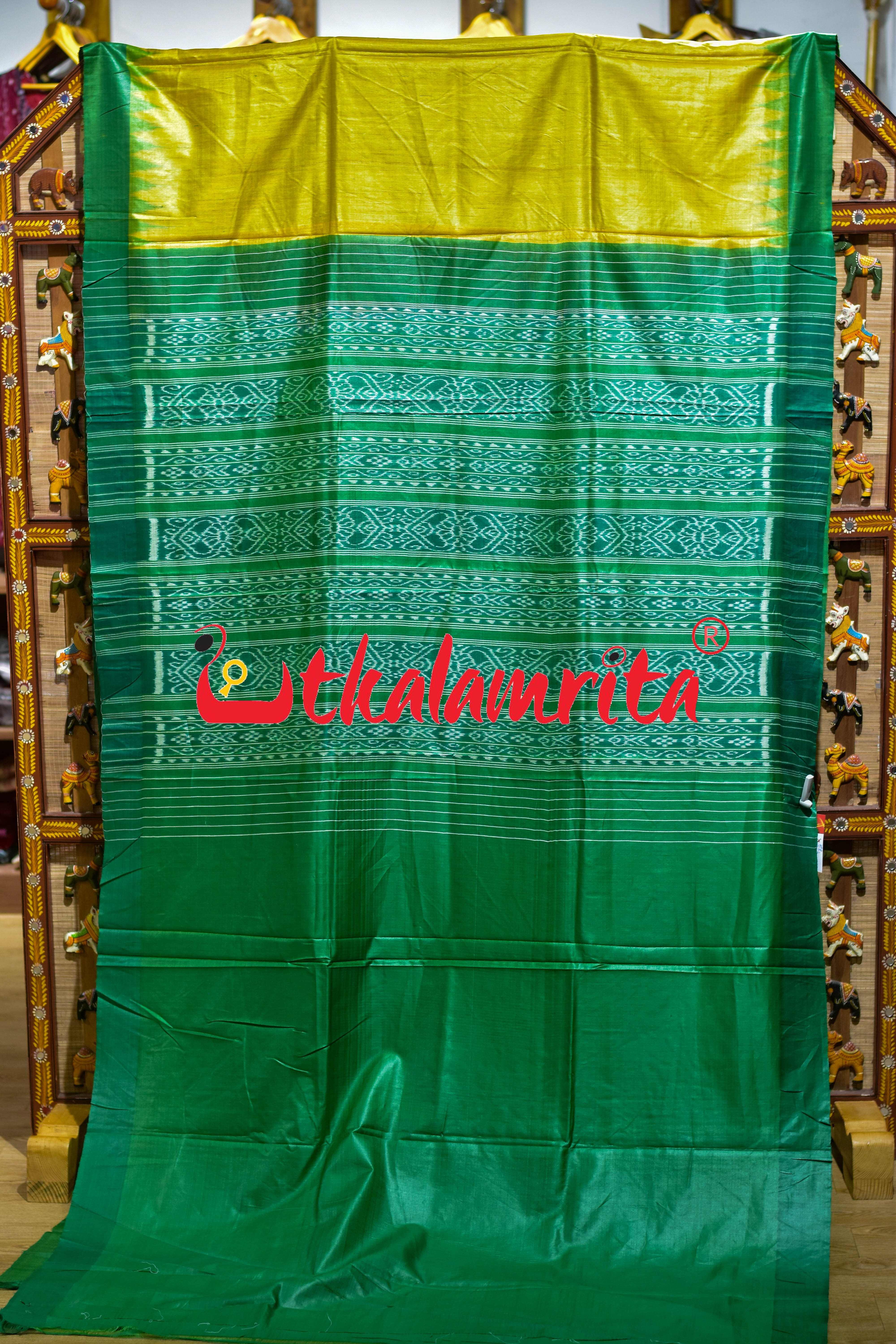 Yellow Green Gopalpur Tussar Silk Saree