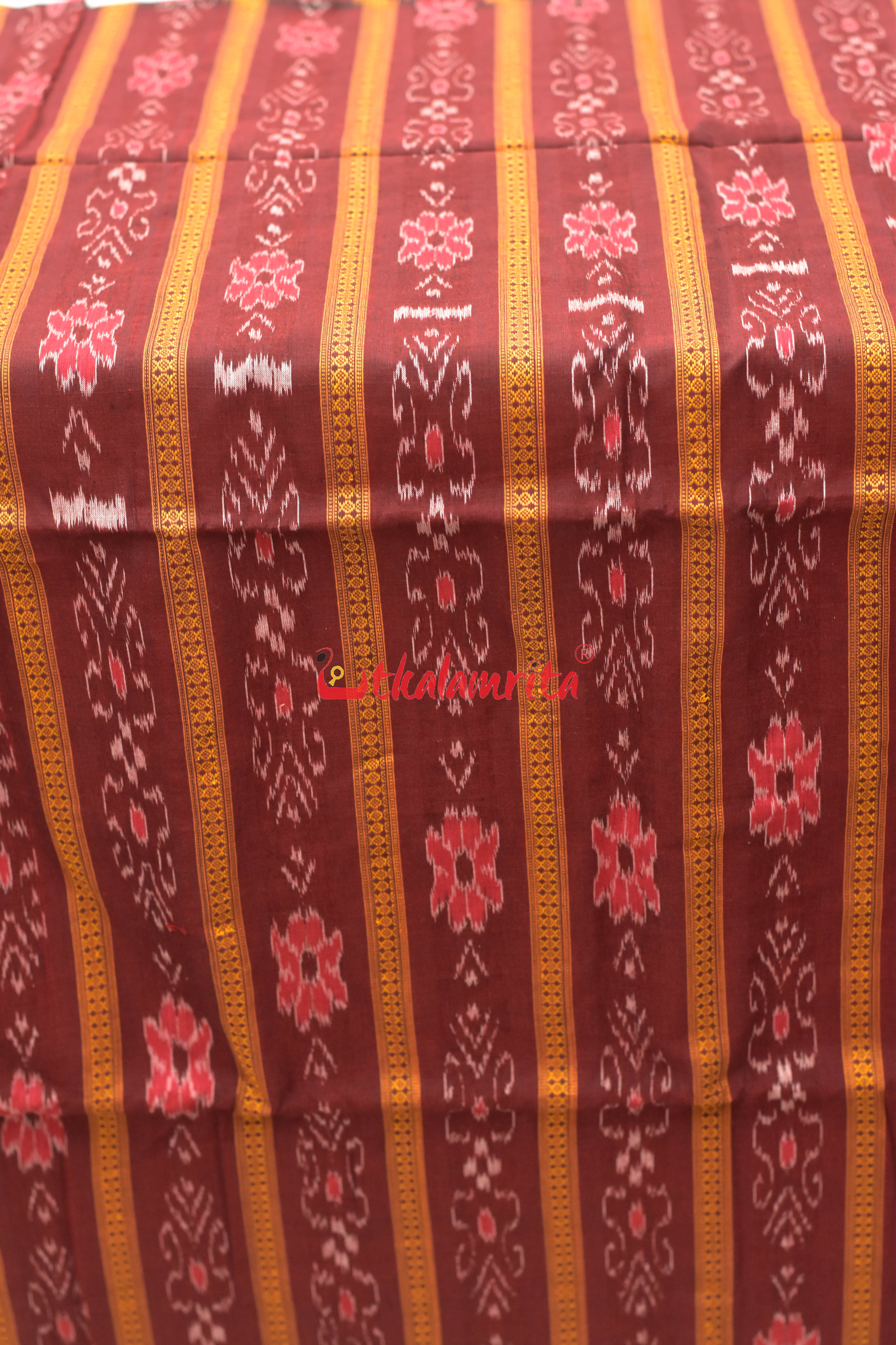 Maroon With Flower Ikat (Fabric)