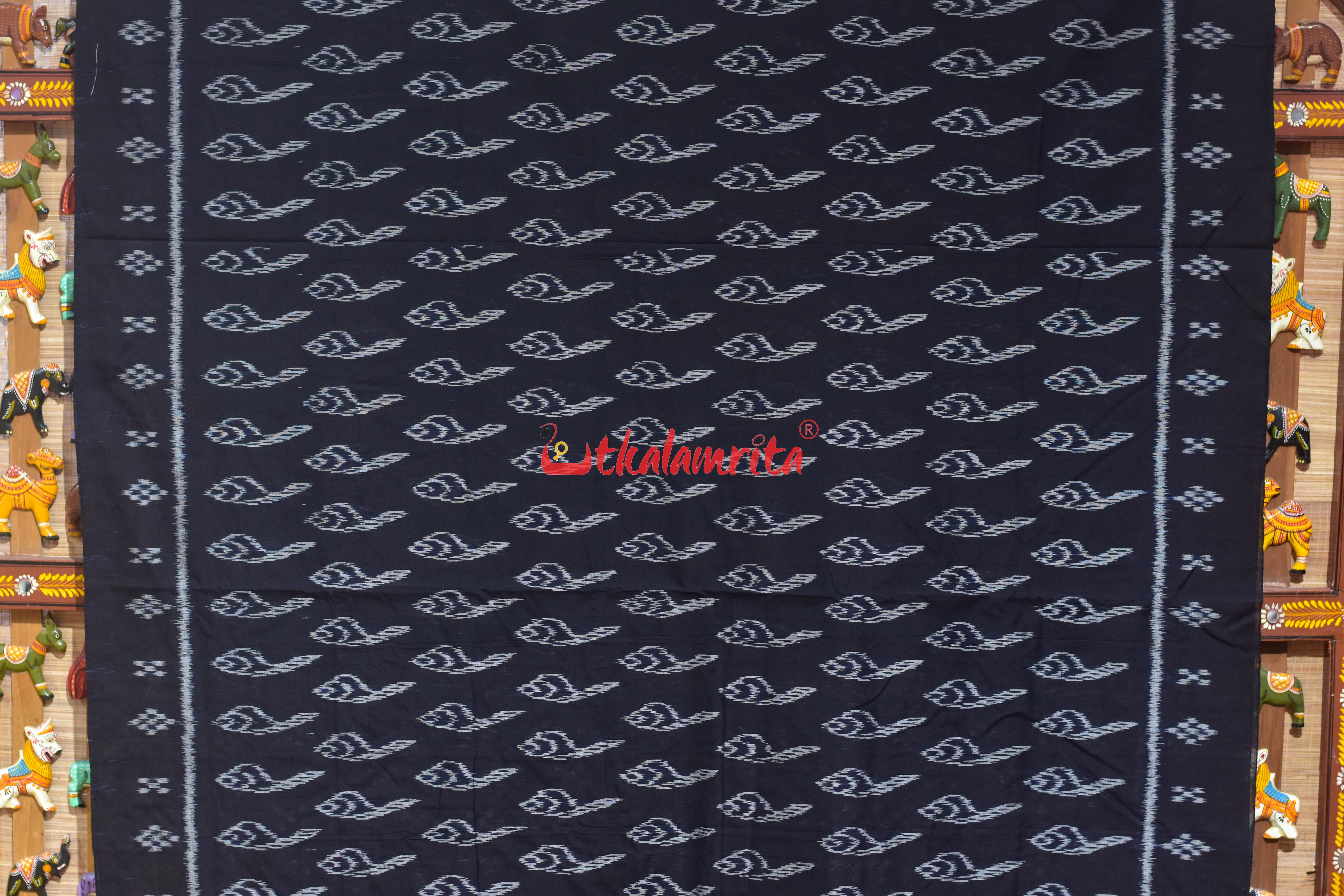 Black Body Sankha Khandua Cotton Saree