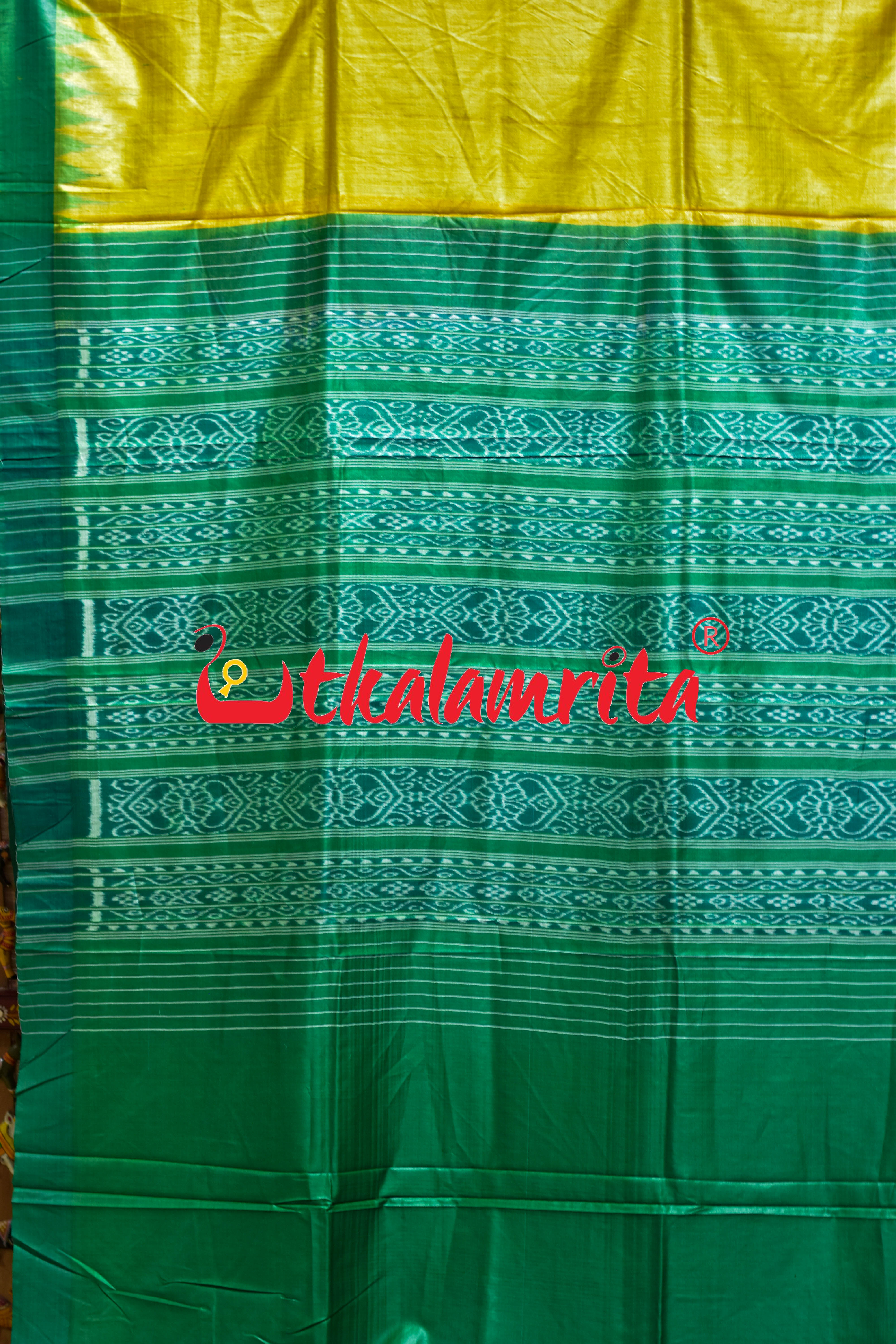 Yellow Green Gopalpur Tussar Silk Saree