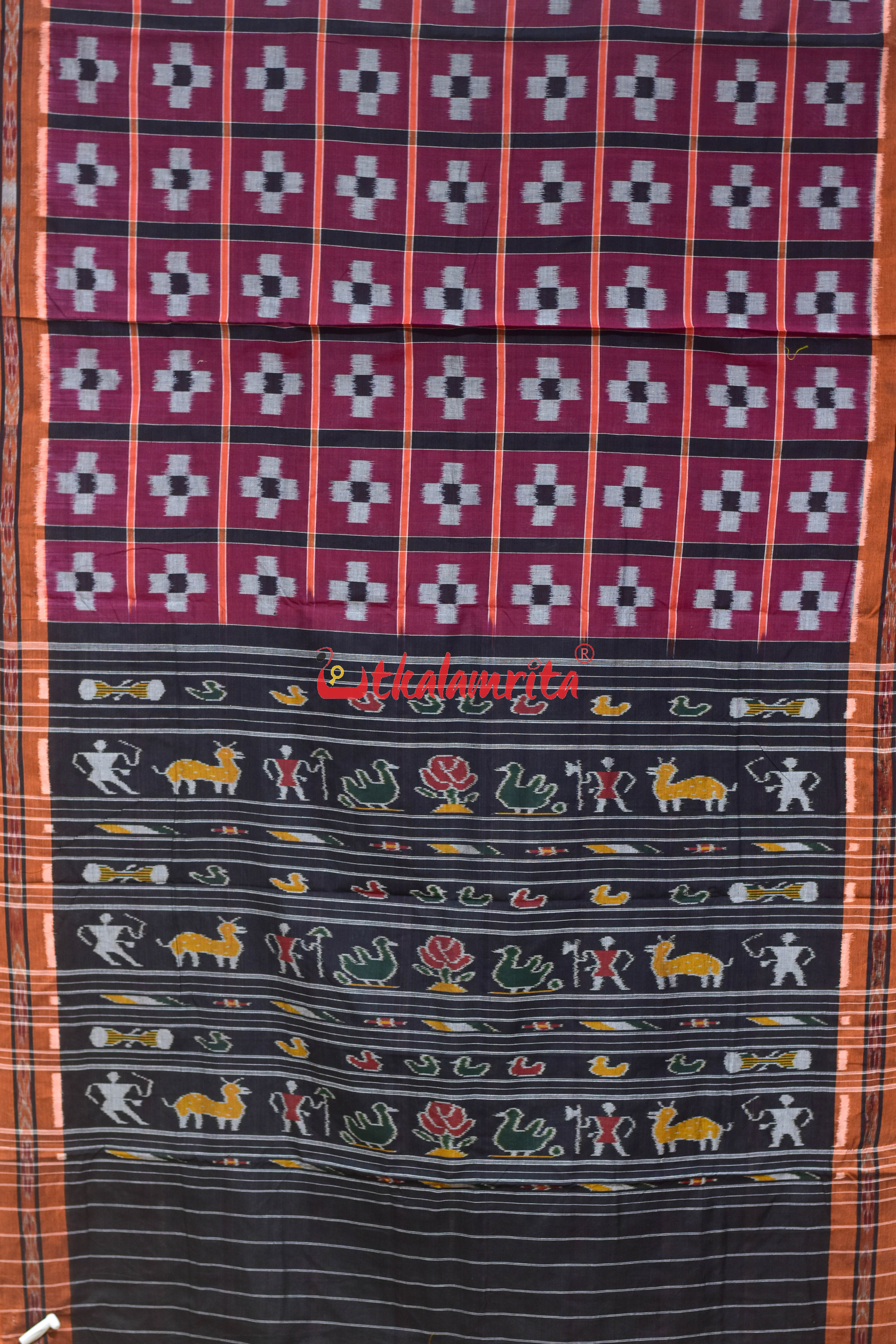 9 Kuthi Pasapali Purple khandua Cotton Saree