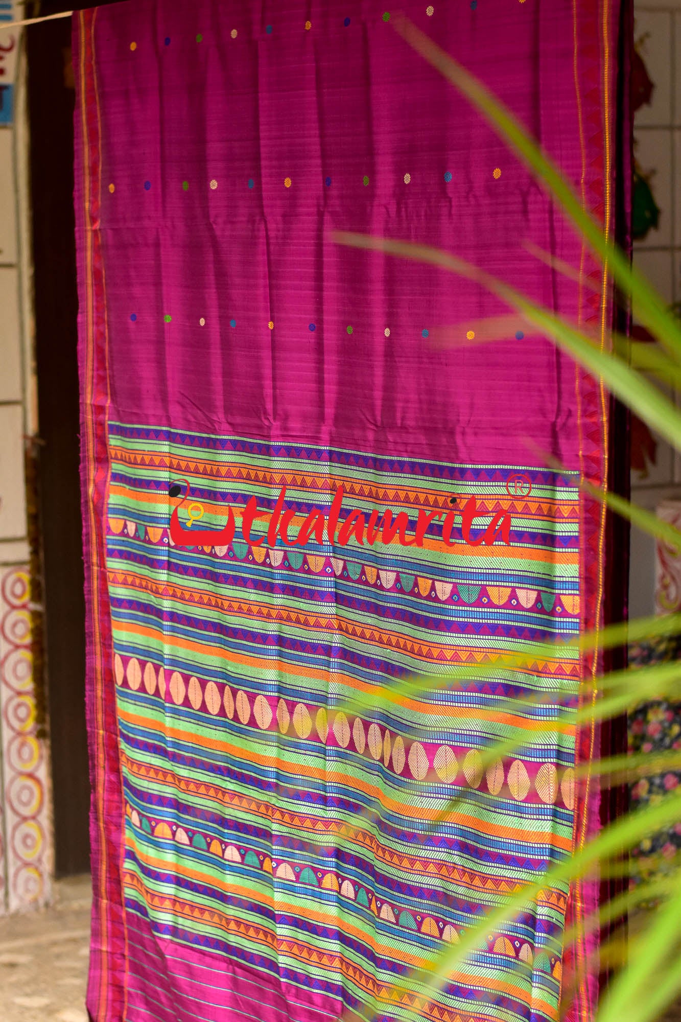 Magenta Dongria Silk Saree
