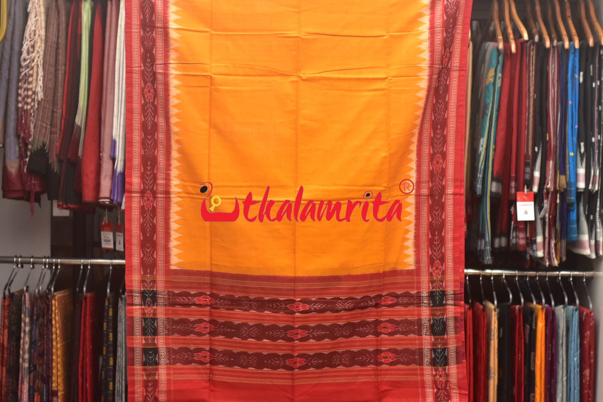 Tribal Chakra Red Yellow Sambalpuri Cotton Dress Set