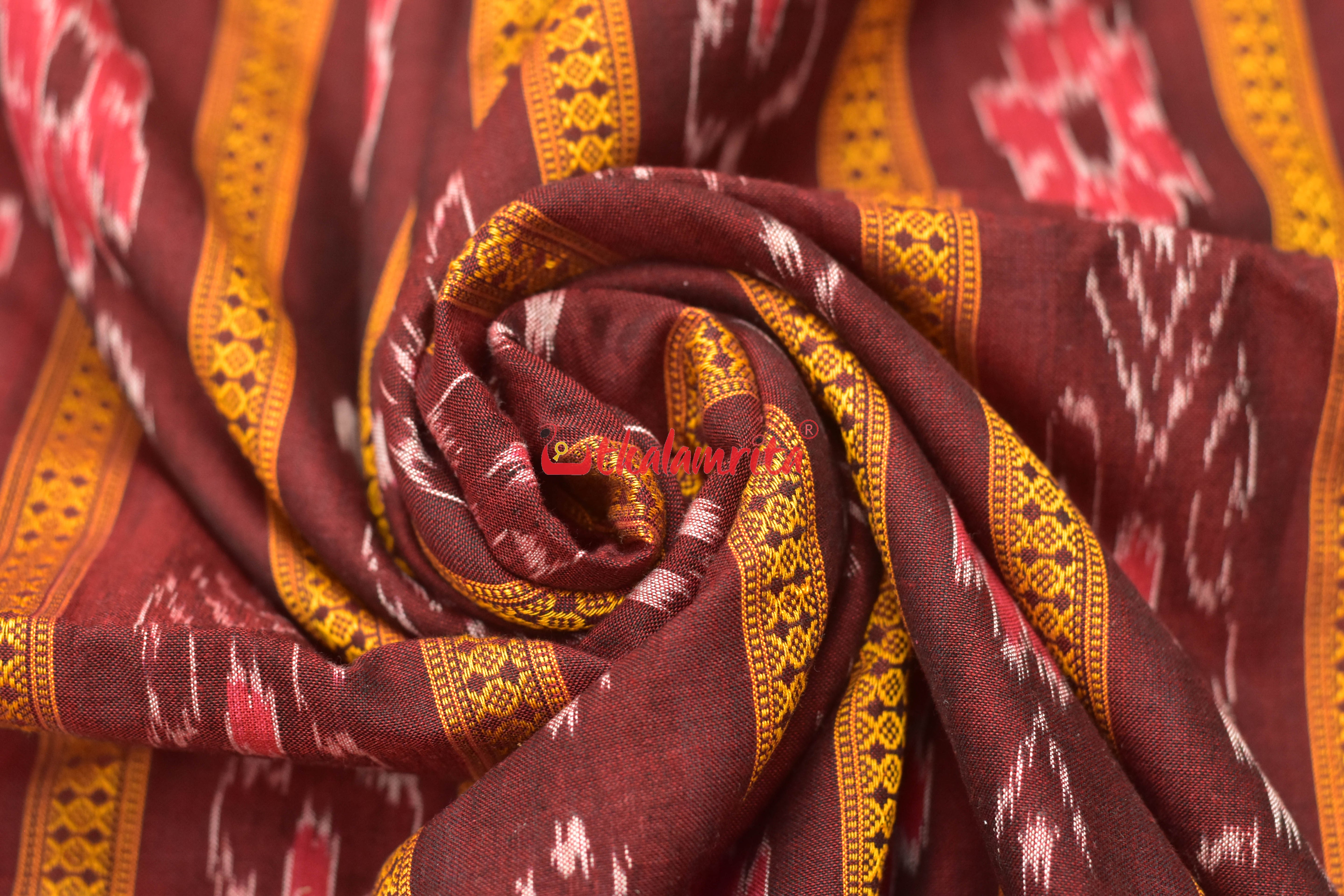 Maroon With Flower Ikat (Fabric)