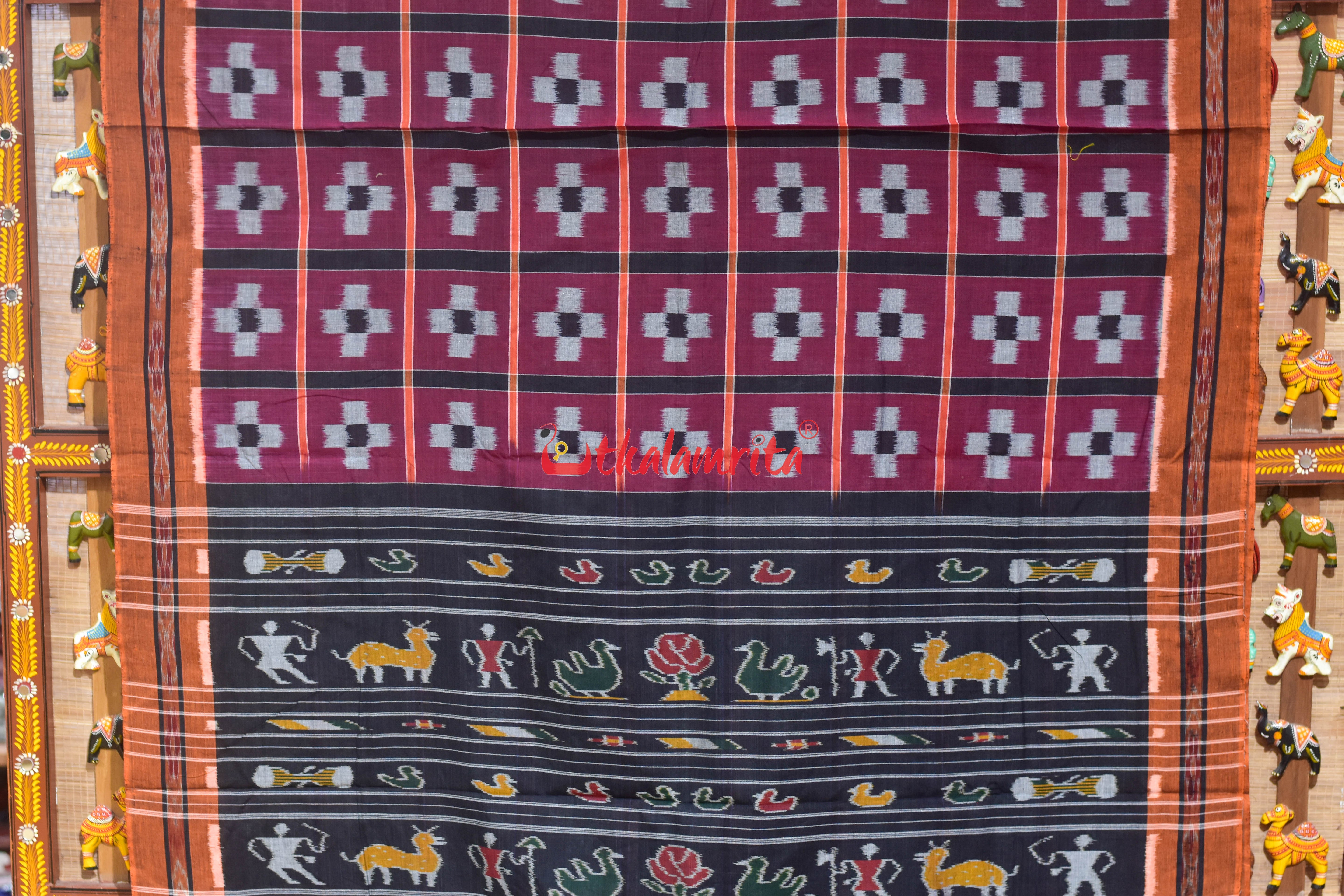 9 Kuthi Pasapali Purple khandua Cotton Saree