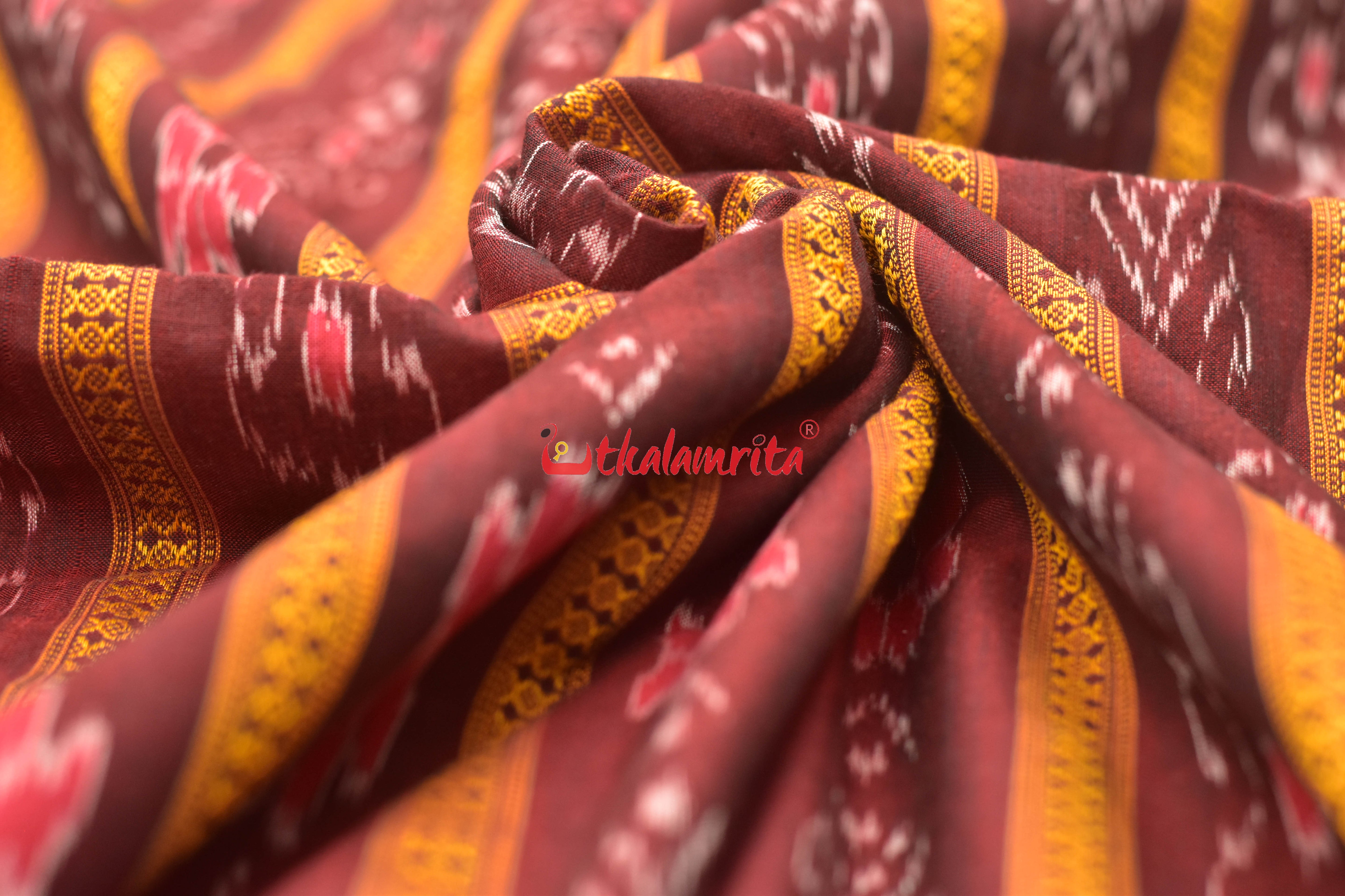 Maroon With Flower Ikat (Fabric)
