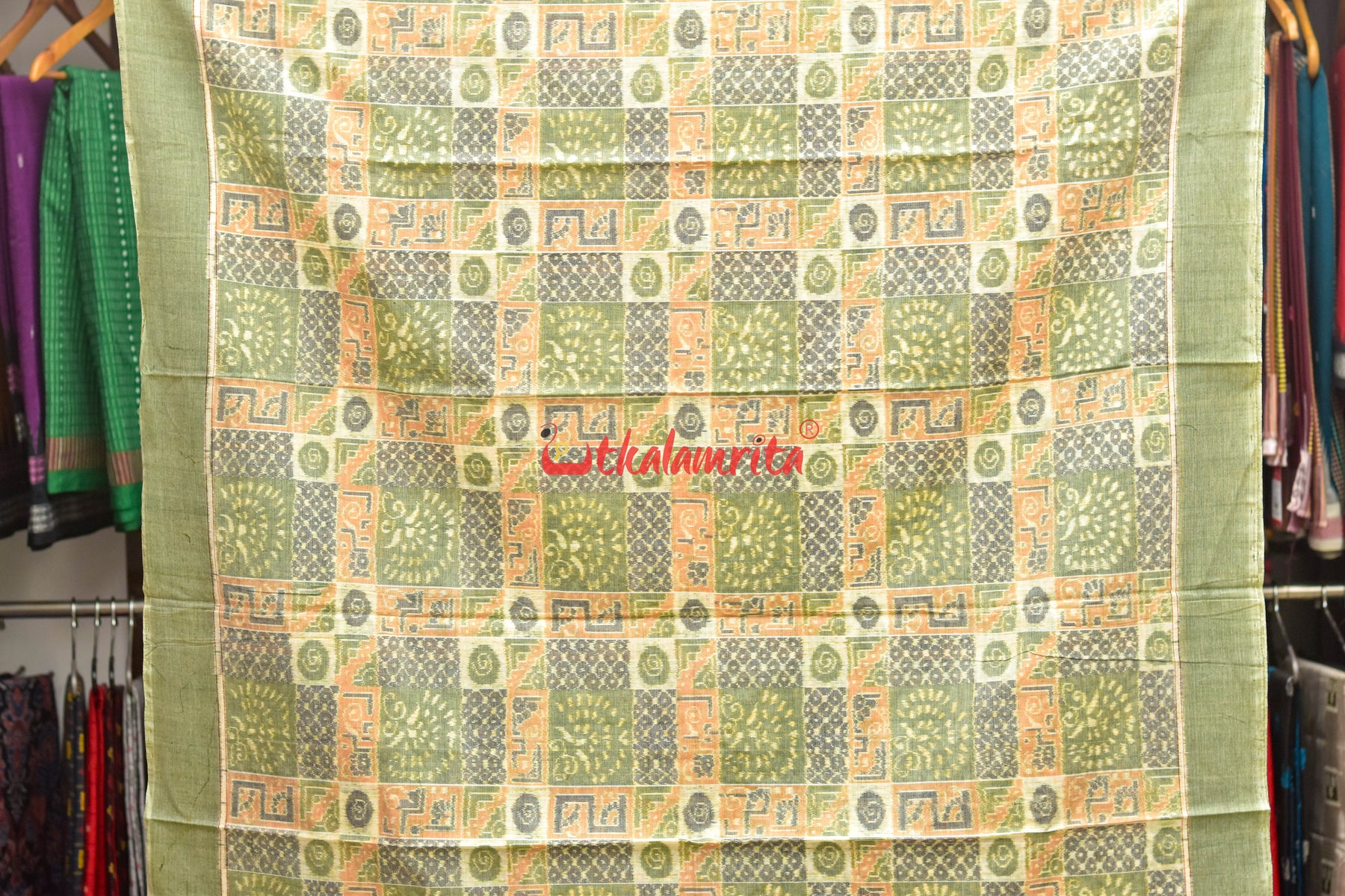 Olive Green Bandha Sambalpuri Dress Set