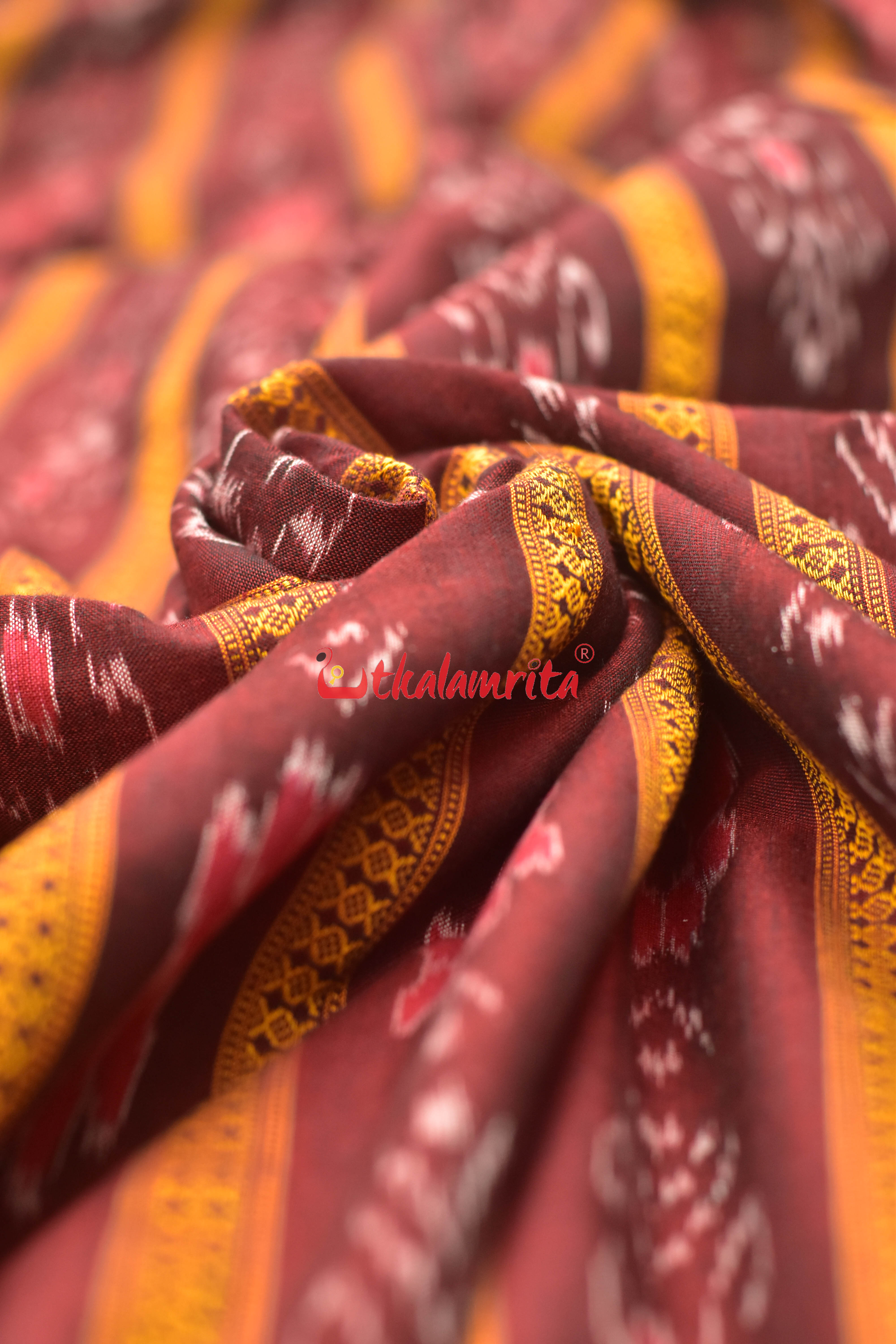 Maroon With Flower Ikat (Fabric)
