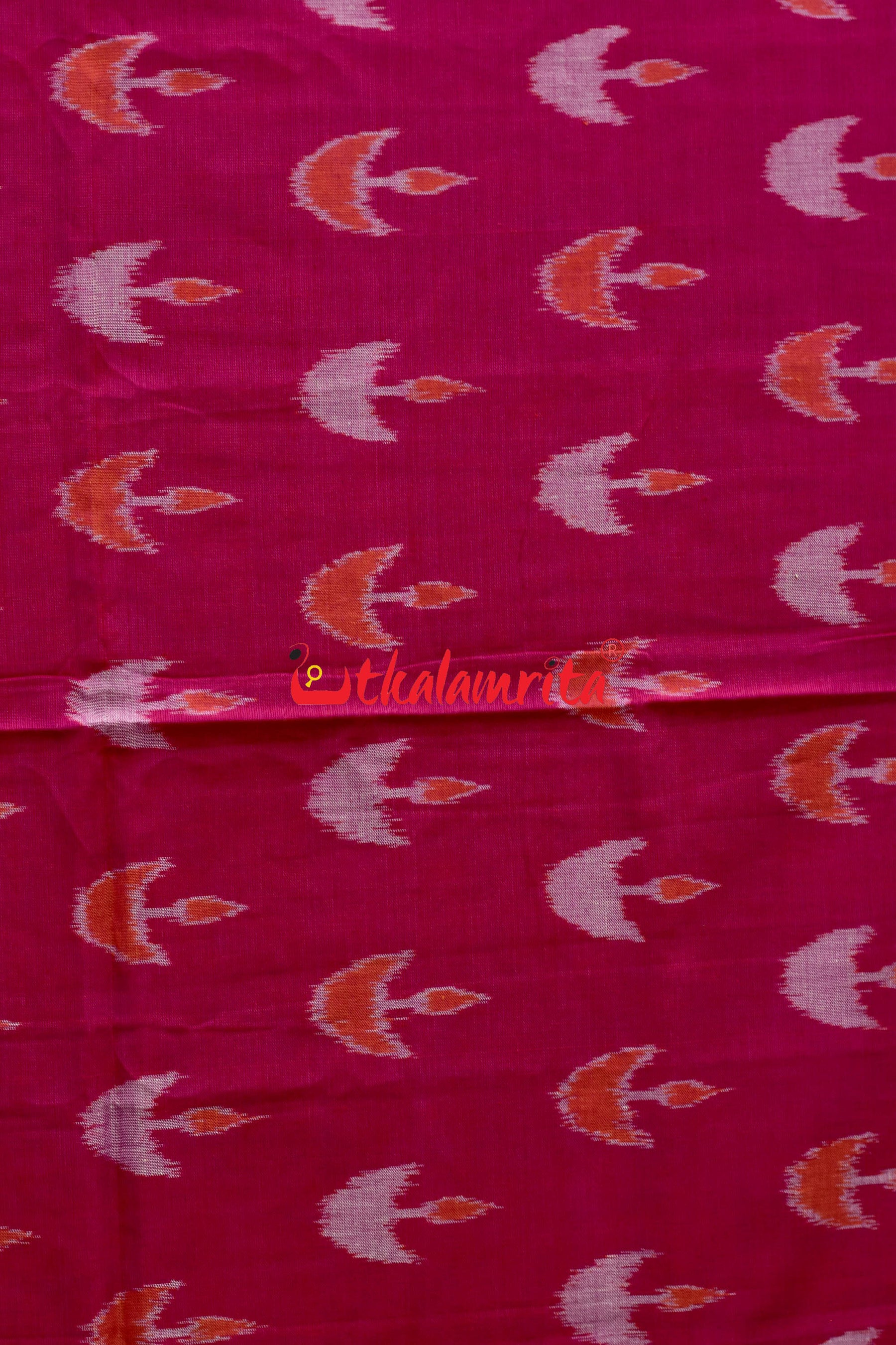 Magenta Boita & Ducks Khandua Cotton Saree